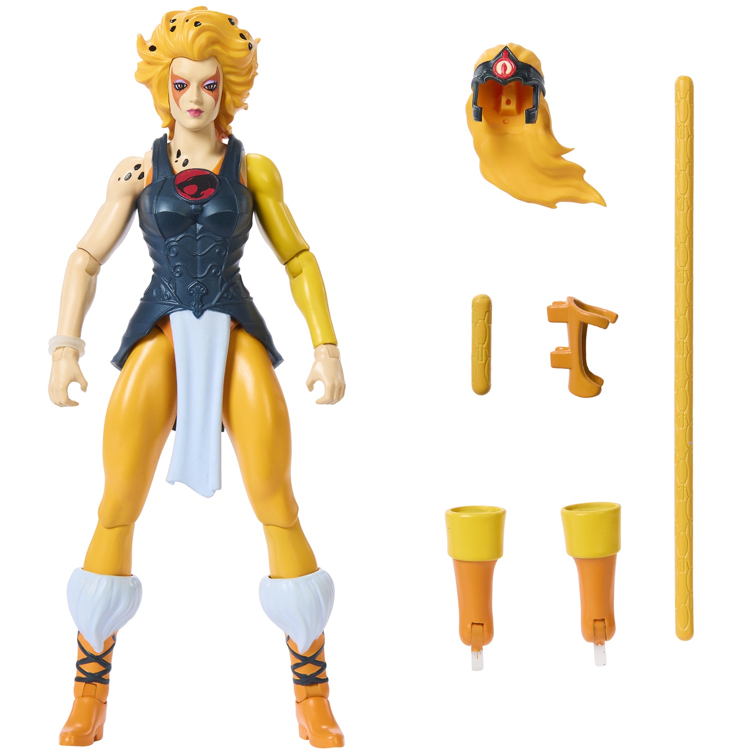 Masters of the Universe Origins x ThunderCats - Cheetara, action figure snodabile con armatura rimovibile, bastone e mini fumetto, 6 anni