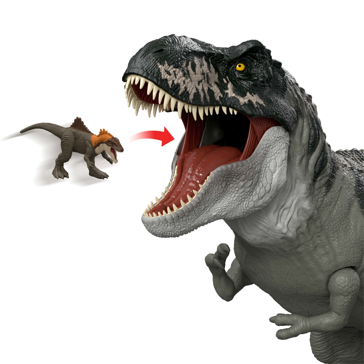 Mattel T-Rex Super Colossale - Action Figure Snodata da 99 cm con 2 Mosse d'Attacco, Ispirata a Jurassic World La Rinascita