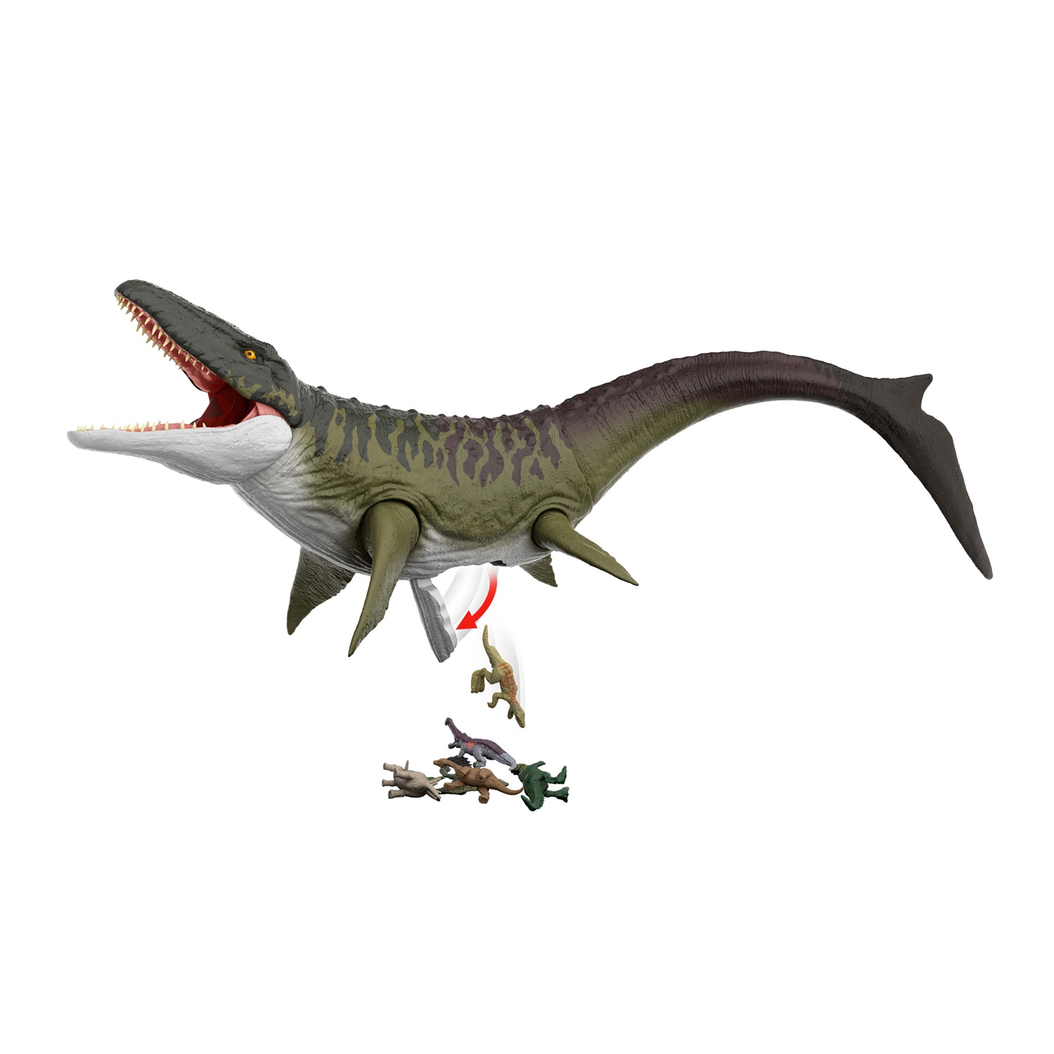 Mattel Jurassic World Rebirth - Mosasauro Supercolossale, action figure snodata di 94 cm con due mosse d'attacco, design fedele al film, giocattolo per bambini 4 anni