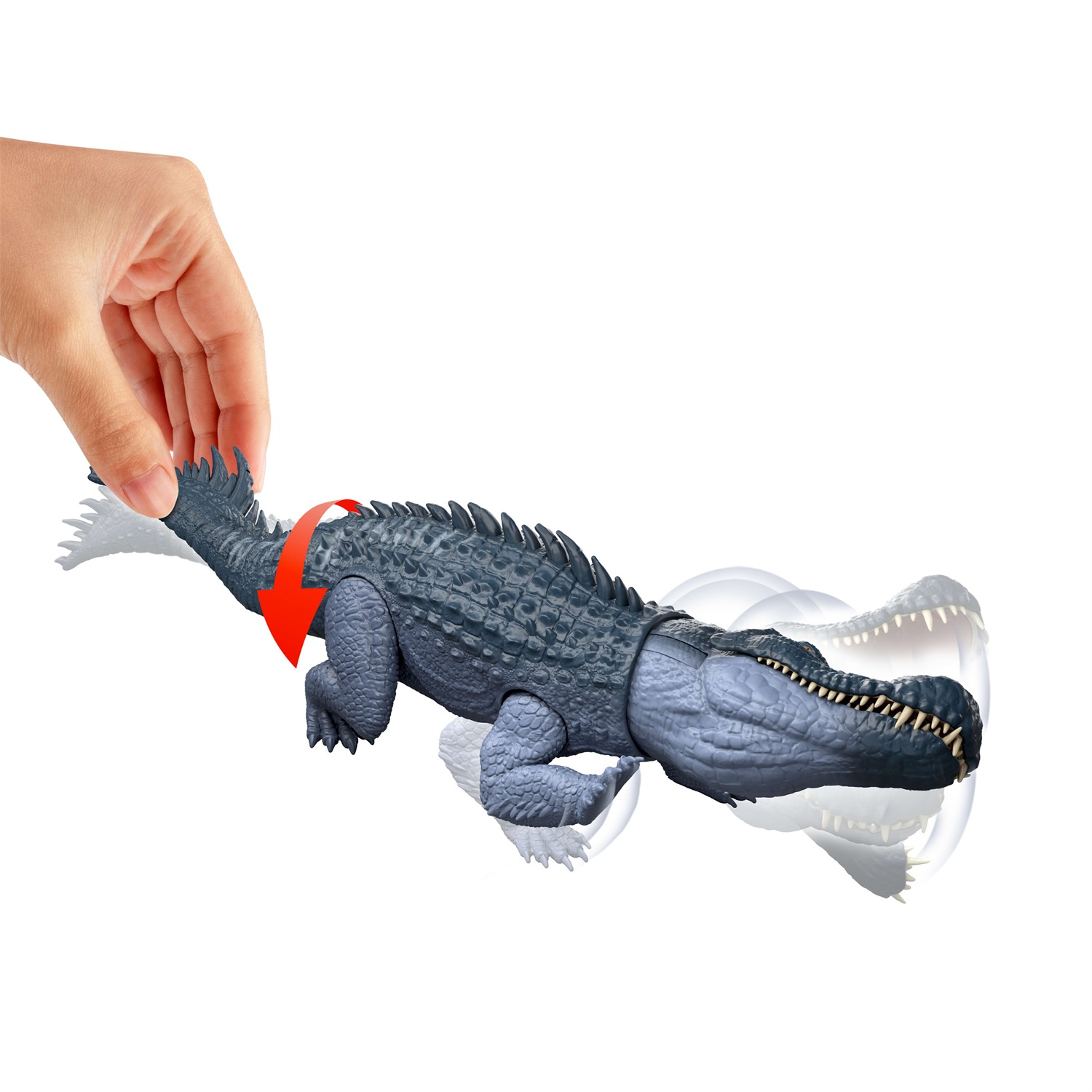 Mattel Jurassic World JGB94 Action Figure Purussaurus - Dinosauro Gigante con 2 Attacchi Furiosi