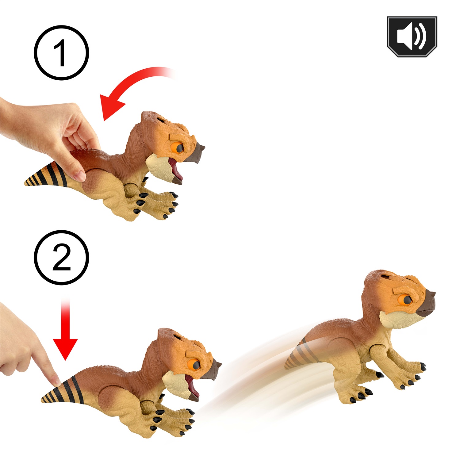 Mattel Jurassic World La Rinascita Primal Protector Aquilops Dolores - Action Figure Elettronica Interattiva con Suoni e Azione d'Attacco