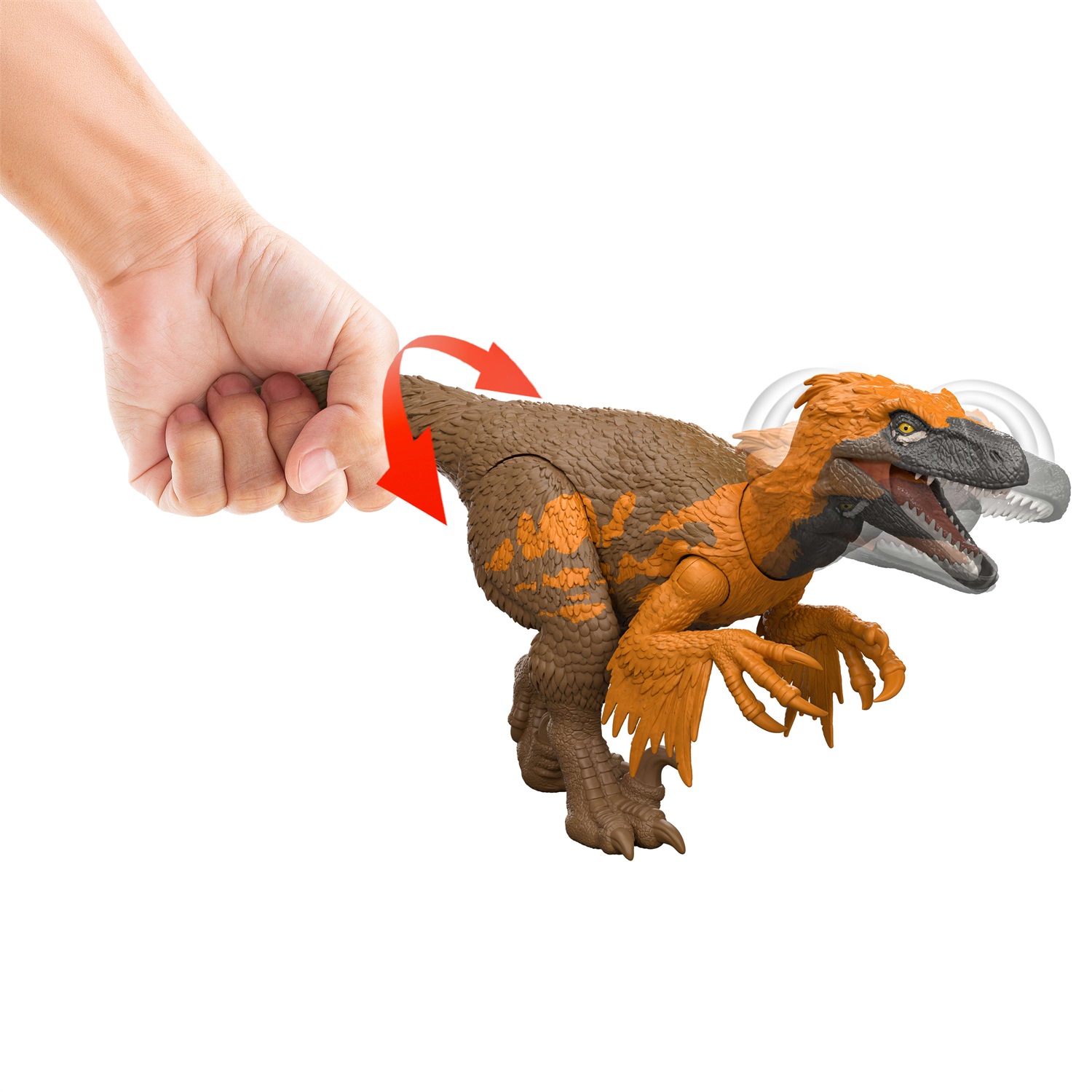 Mattel Jurassic World Utahraptor Ruggito Selvaggio 30 cm - Action Figure Snodata con Attacco Multidirezionale e Suoni Realistici, Modello JGC80