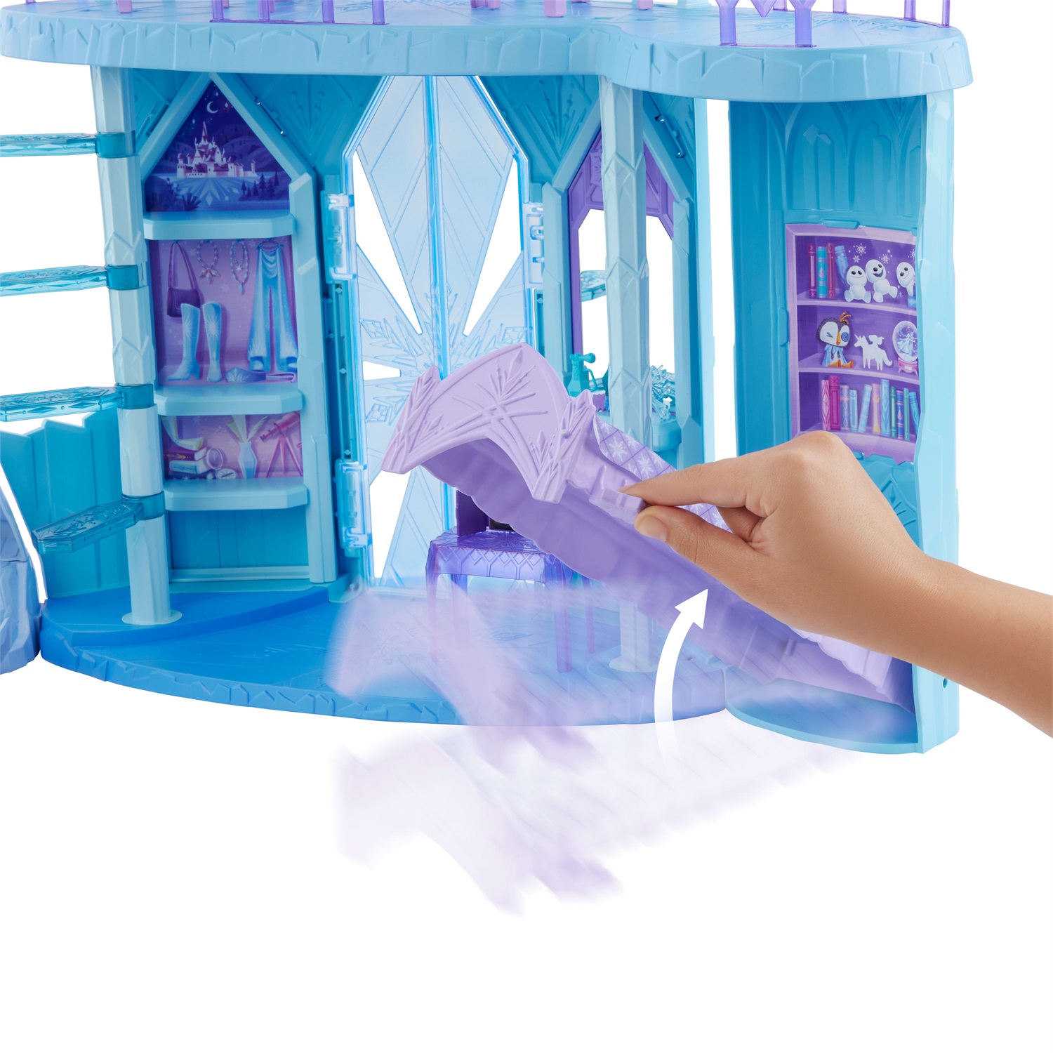 Disney Princess Palazzo di Ghiaccio di Elsa con Olaf e 21 accessori, 5 aree di gioco per bambini dai 3 anni