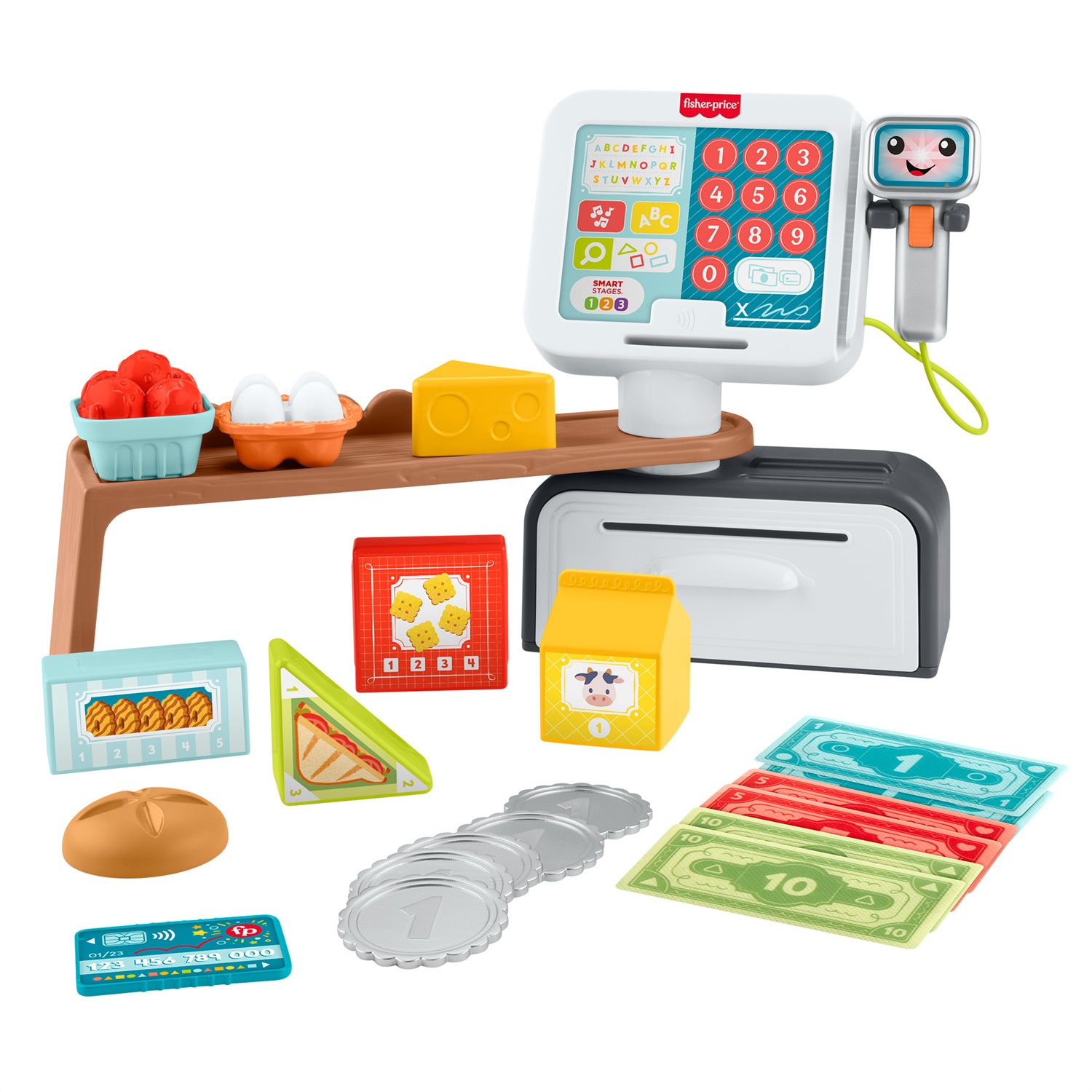 Fisher-Price Registratore di Cassa - Gioco di Ruolo Educativo con Oltre 150 Canzoni e 20 Accessori Inclusi, Versione Multilingue, per Bambini 2 Anni