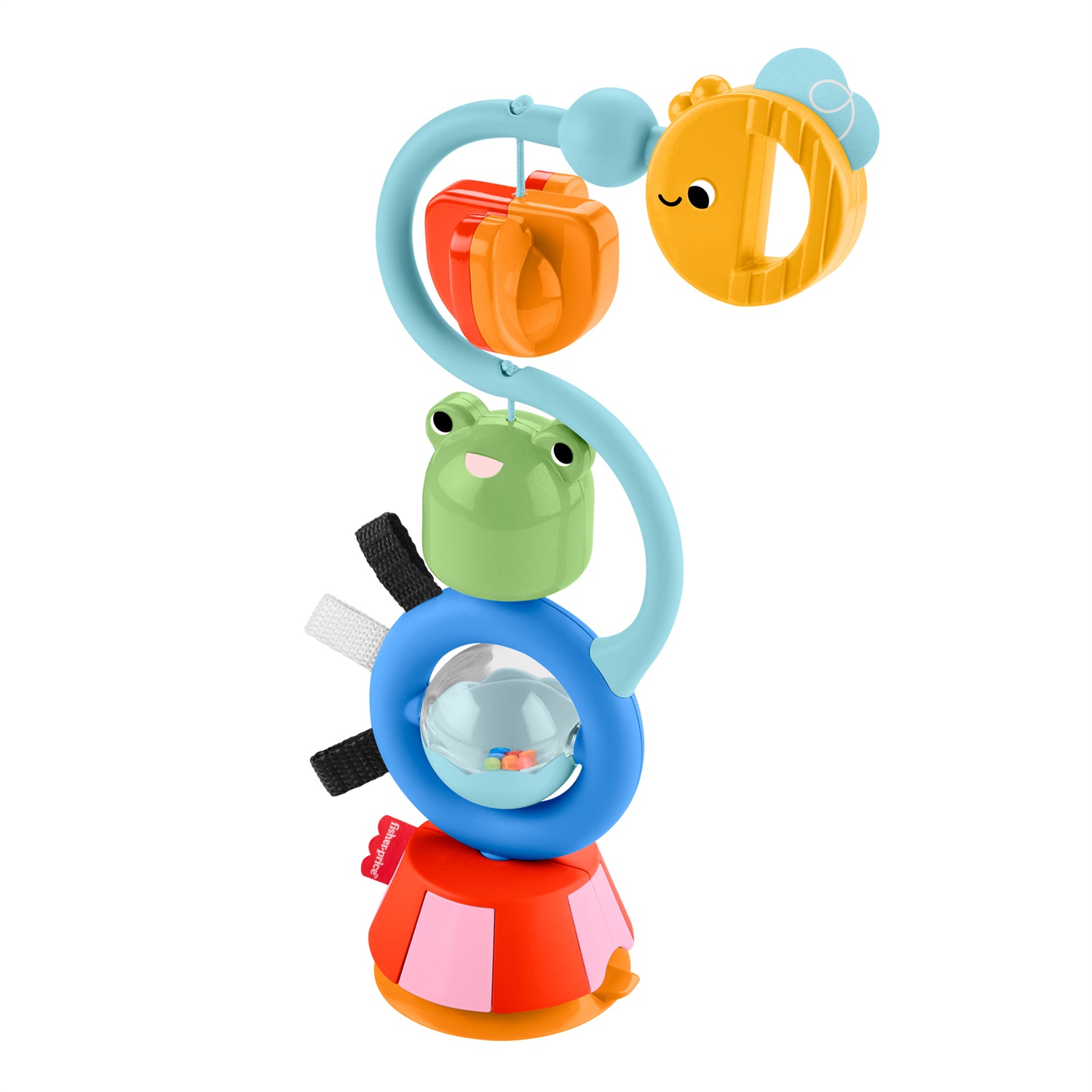 Fisher-Price - Giocattolo da seggiolone con ventosa, suoni sensoriali e tasti a contrasto per stimolare l'esplorazione tattile, 3 mesi
