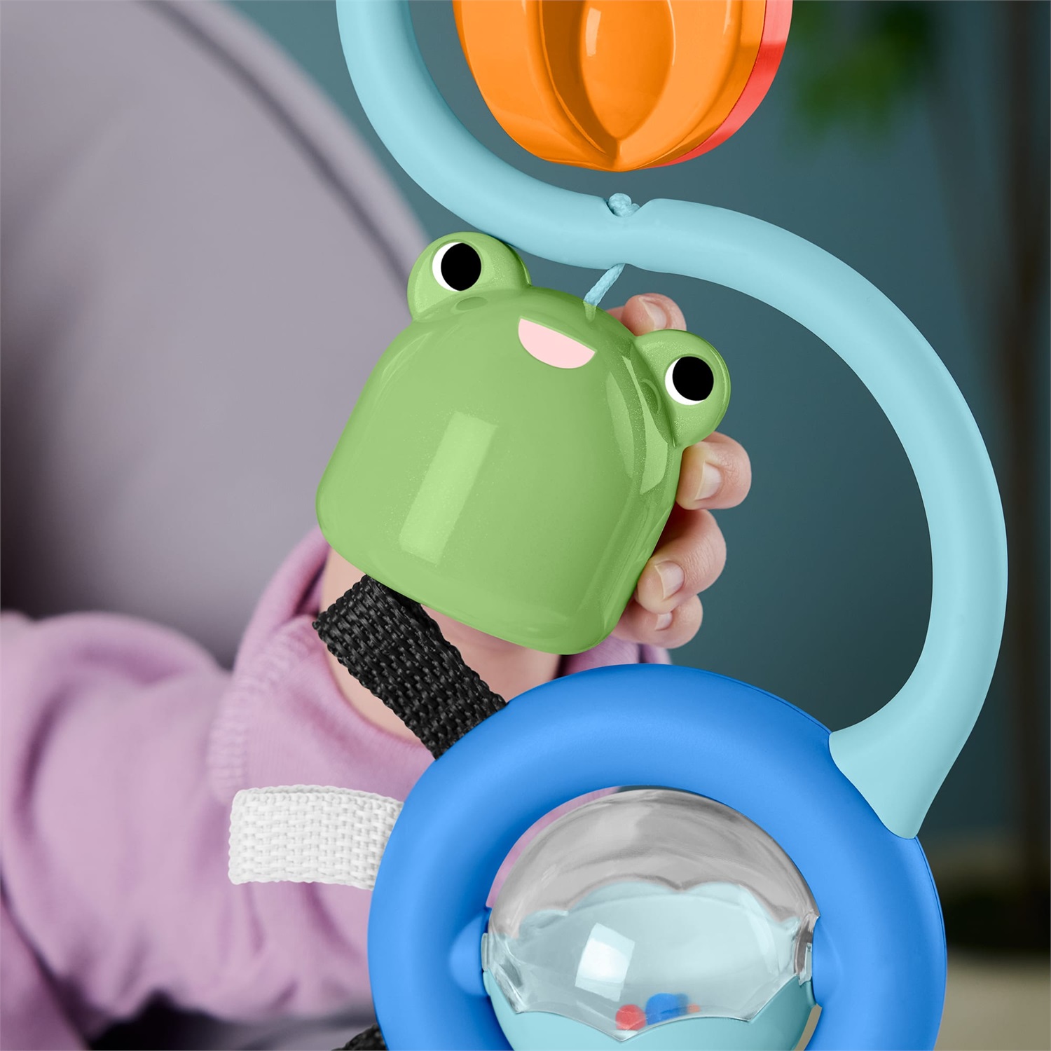 Fisher-Price - Giocattolo da seggiolone con ventosa, suoni sensoriali e tasti a contrasto per stimolare l'esplorazione tattile, 3 mesi