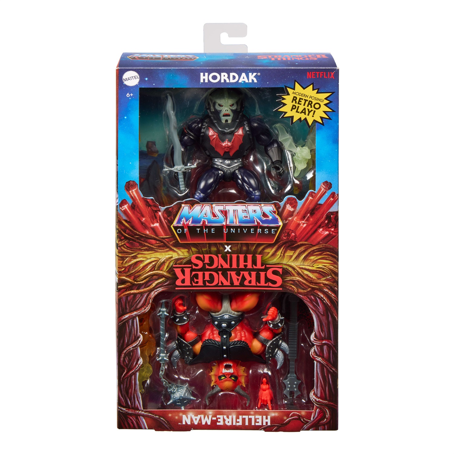 MATTEL Masters of the Universe x Stranger Things - Action Figure 2-Pack Hordak & Hellfire-Man, 14 cm, con accessori