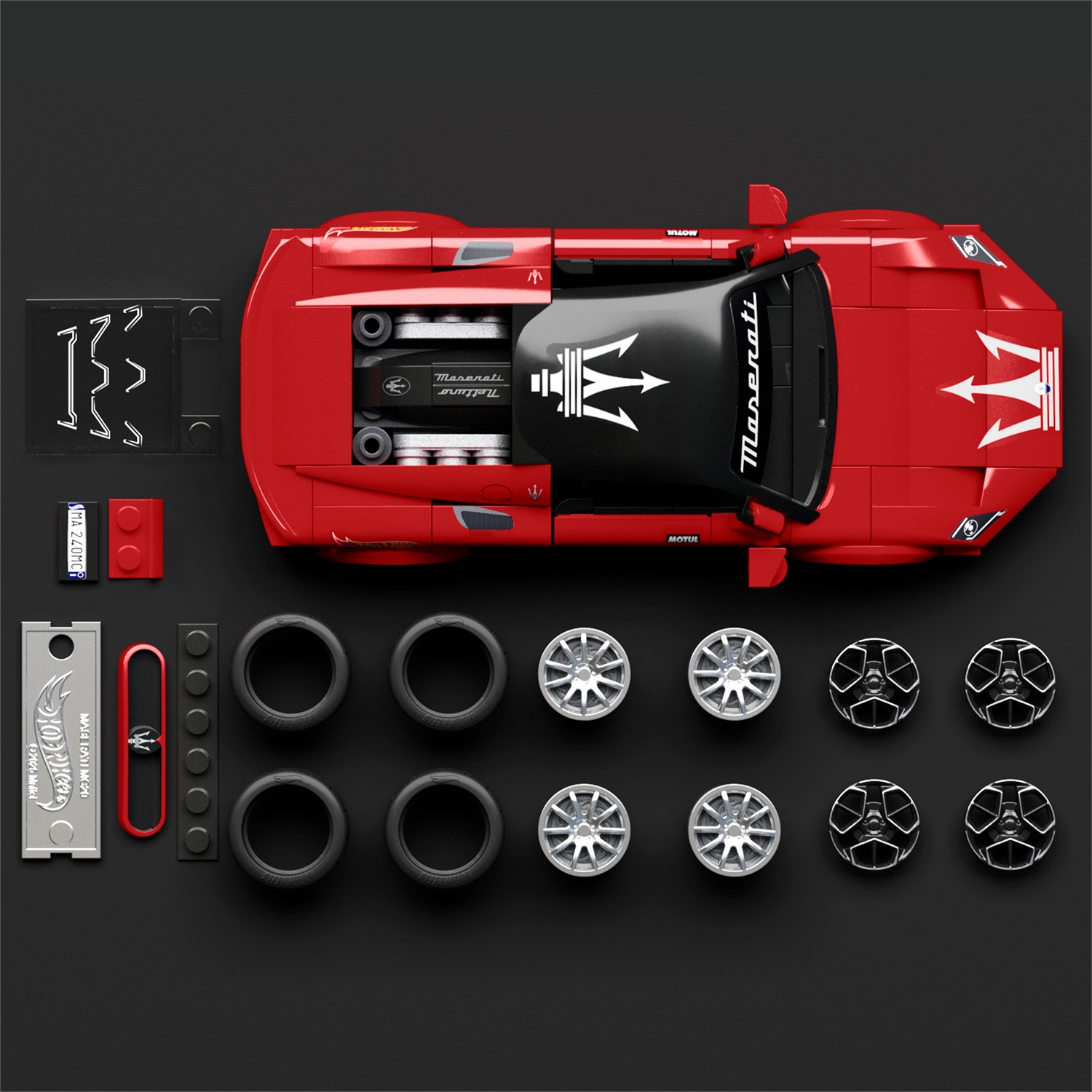 Mattel Brick Shop Maserati MC20 - Set da costruire con 250 pezzi, dettagli realistici e adesivi per personalizzazione