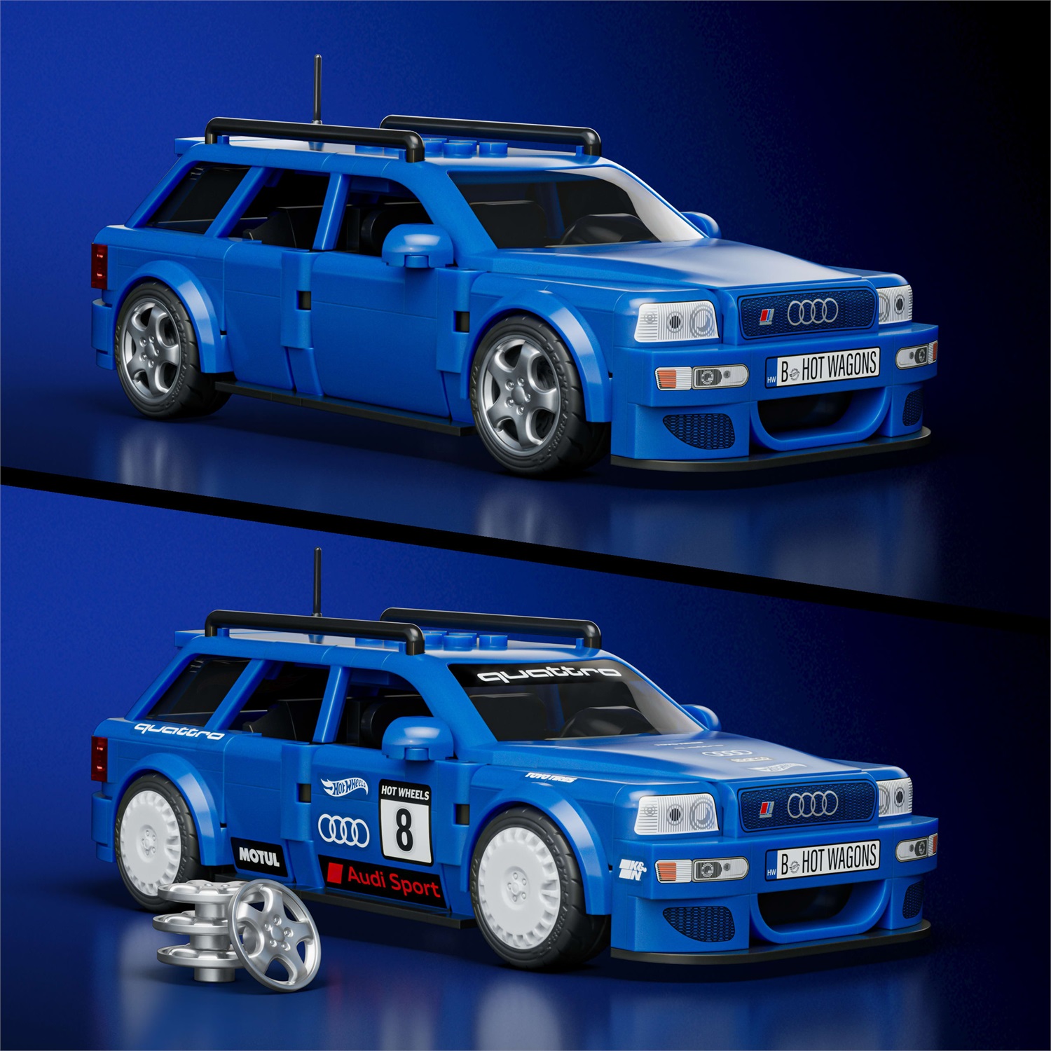 Mattel Brick Shop - Set da costruire '94 Audi Avant RS2 con 252 pezzi, dettagli realistici e adesivi per personalizzazione