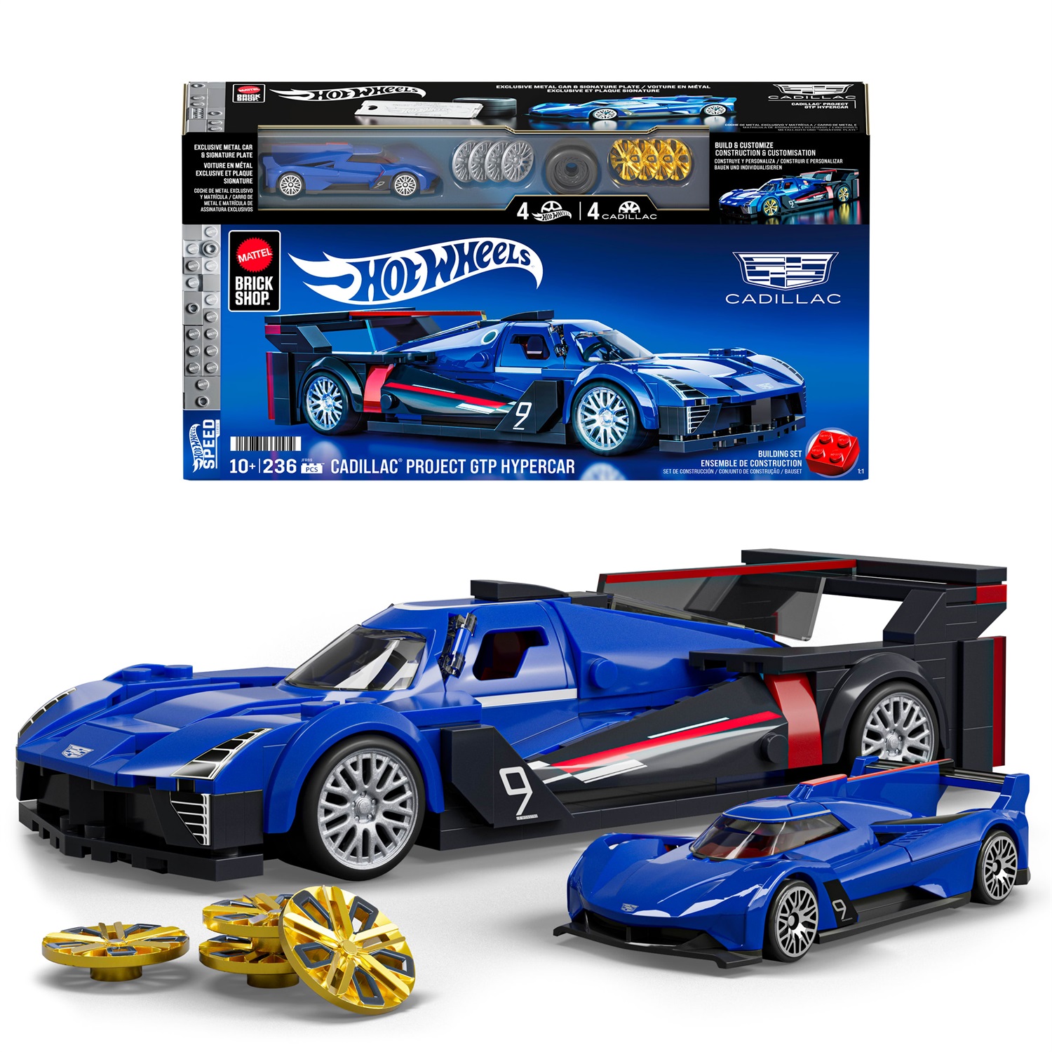 Mattel Cadillac Project GTP Hypercar - Set da costruire Speed con 236 pezzi, dettagli realistici e adesivi, 10 anni, JFR89