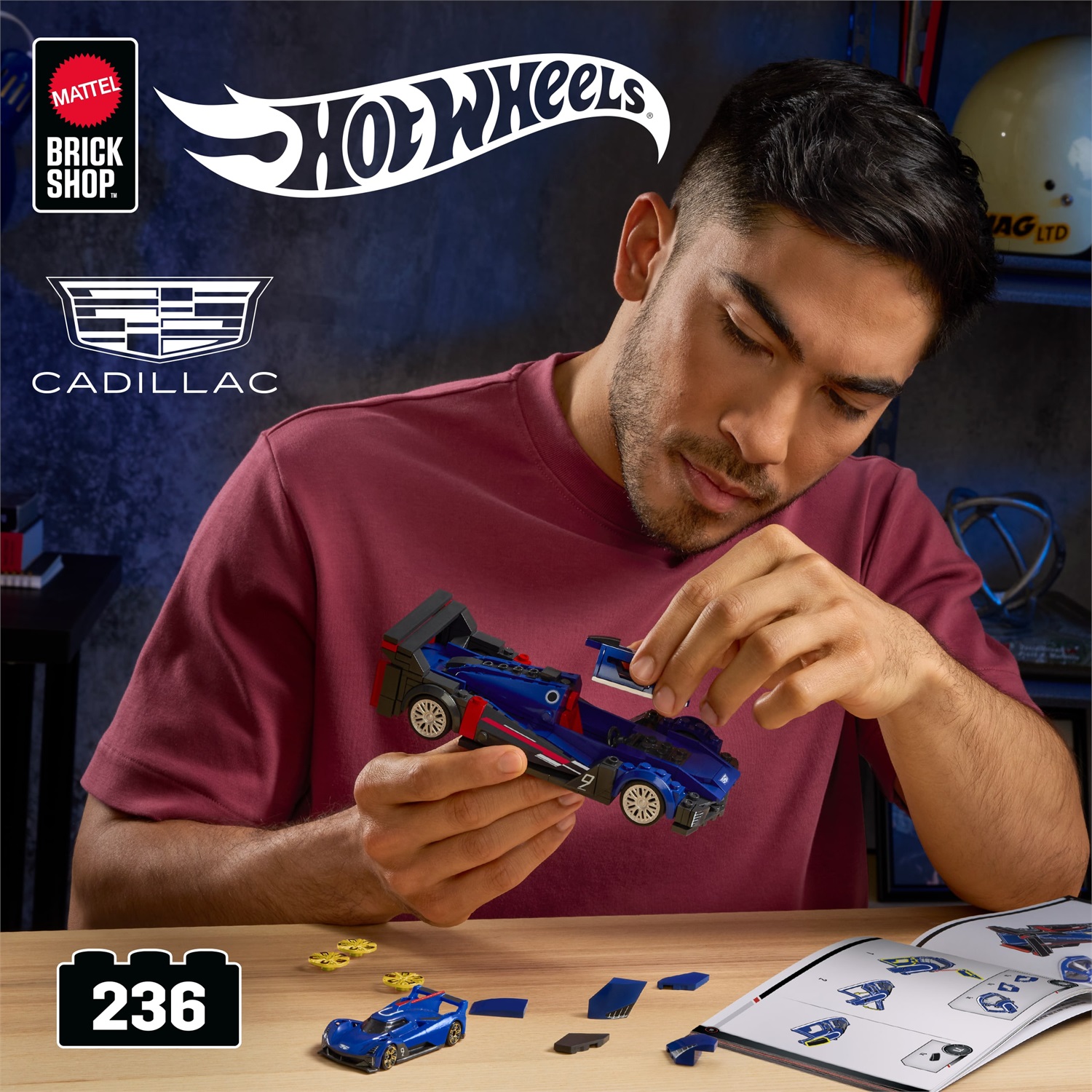 Mattel Cadillac Project GTP Hypercar - Set da costruire Speed con 236 pezzi, dettagli realistici e adesivi, 10 anni, JFR89