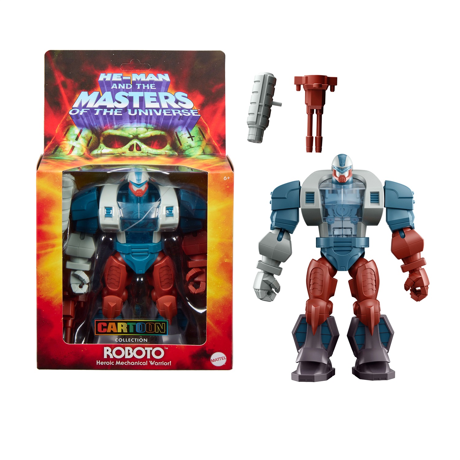 Mattel Roboto Deluxe - Action Figure Masters of the Universe Origins, design dettagliato con gambe meccaniche, ispirato alla serie TV MOTU anni '80