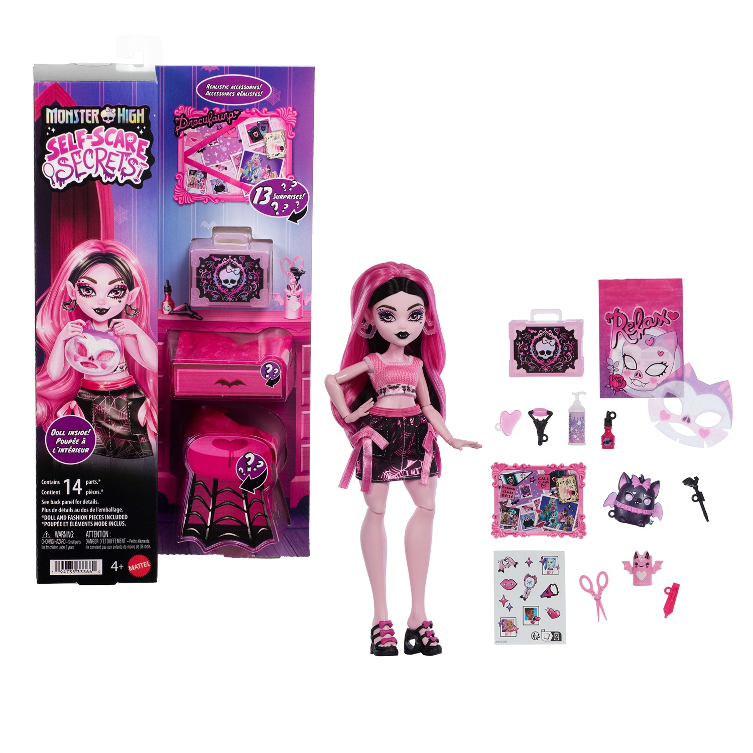 Monster High Draculaura - Set con Bambola e 13 Accessori per la Cura Mostruosa