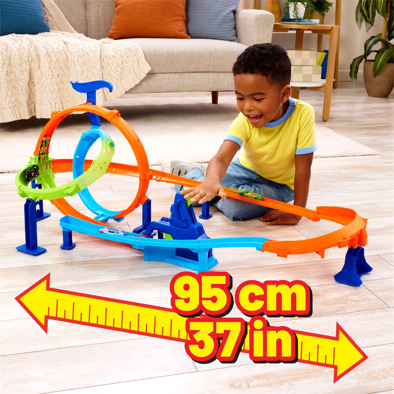 Hot Wheels: Set da pista doppio loop acrobatico con 2 giri della morte e veicolo incluso