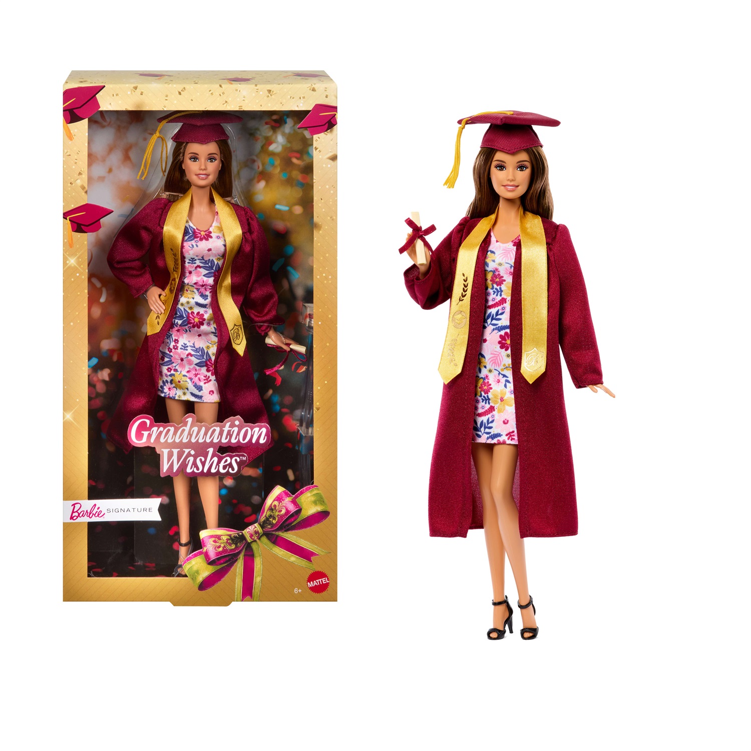 Barbie Signature Graduation Wishes - Bambola da Collezione con Toga di Laurea Bordeaux e Cappello con Nappina Dorata