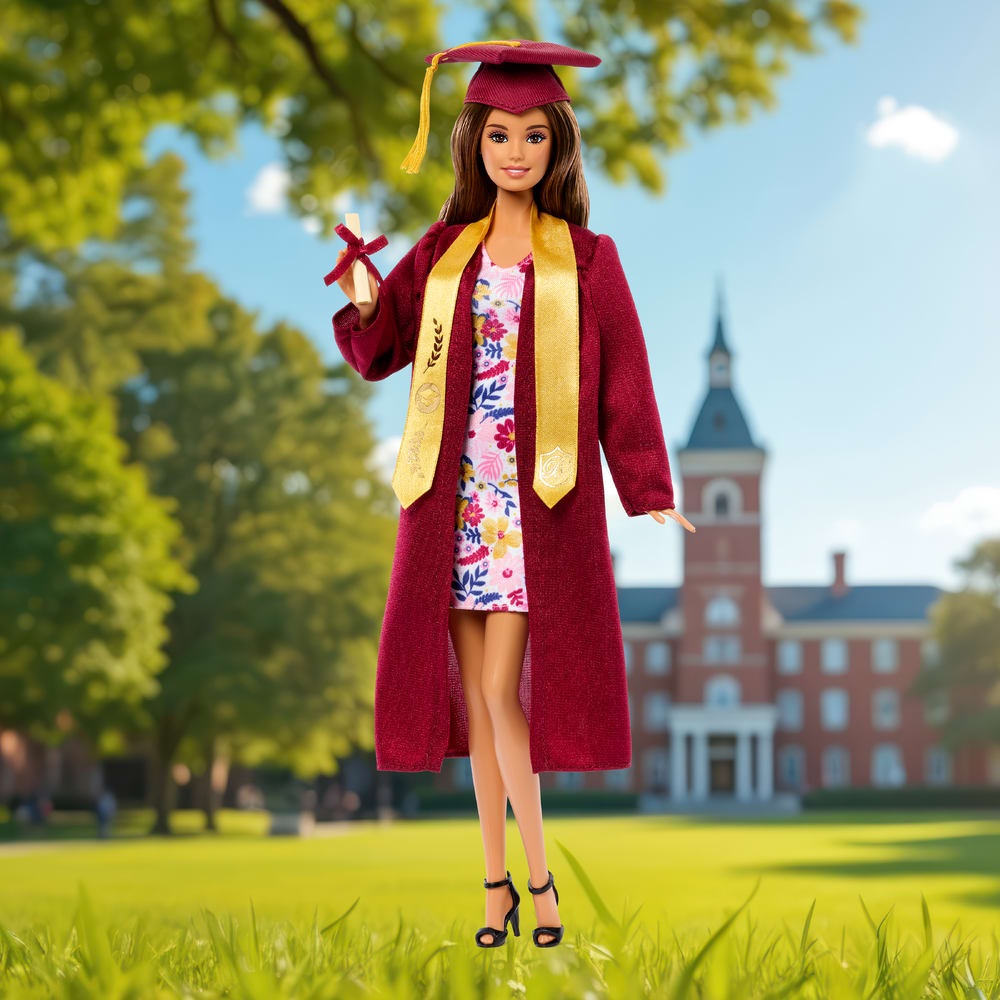 Barbie Signature Graduation Wishes - Bambola da Collezione con Toga di Laurea Bordeaux e Cappello con Nappina Dorata