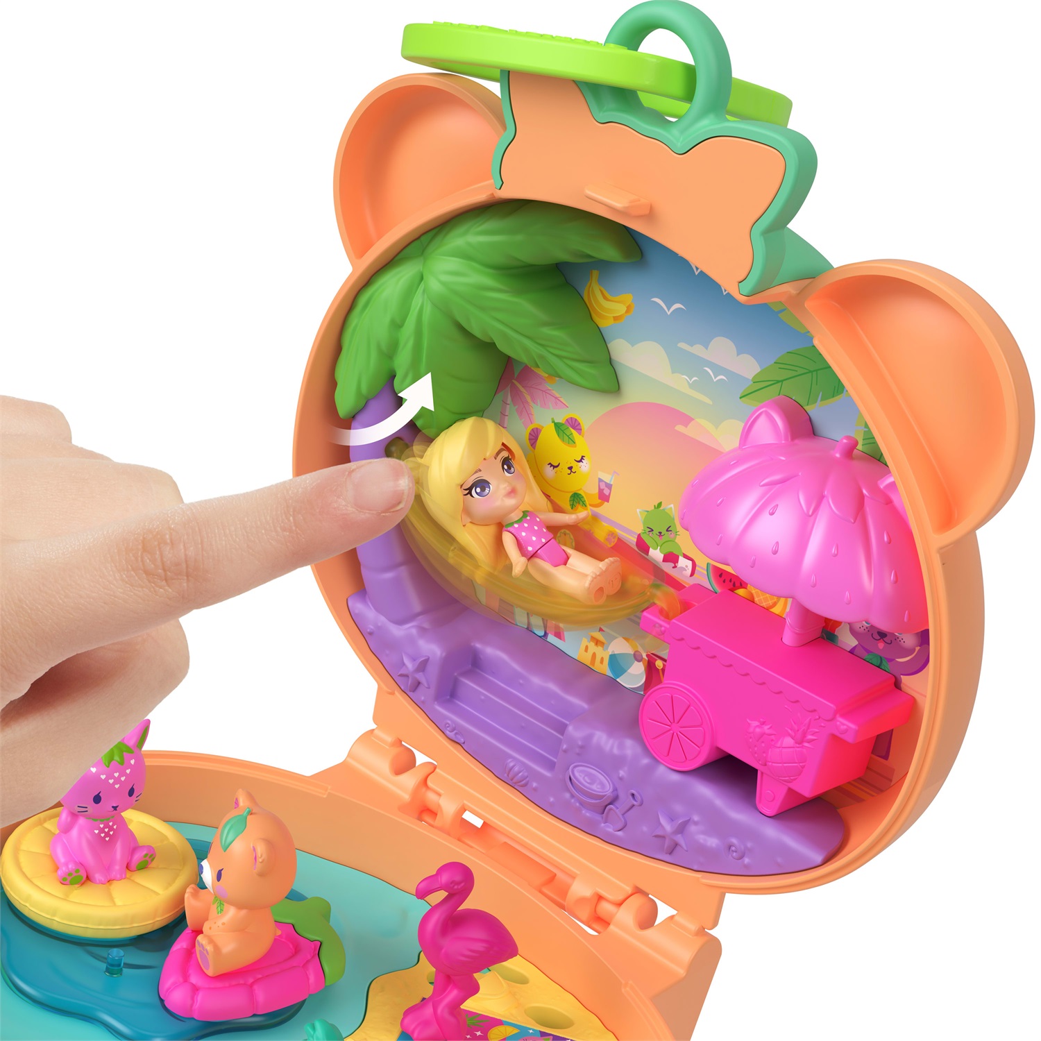 Polly Pocket Cofanetto Orsacchiotto di peluche con mini bambola, amici animaletti, portachiavi e accessori per bambini dai 4 anni
