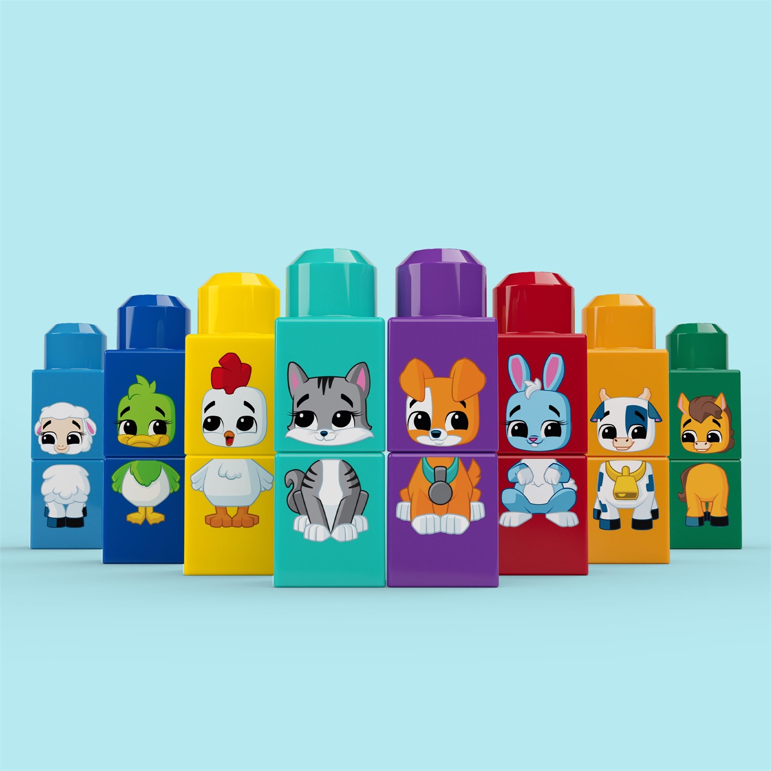 MEGA Bloks Trattore degli Animali - Set di costruzione con 30 blocchi per imparare colori e animali, 8 amici della fattoria, 1 anni