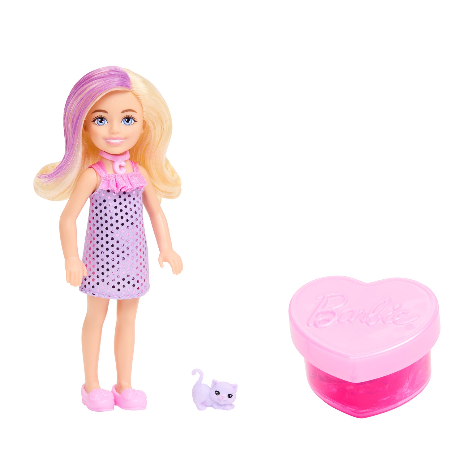 Mattel Barbie Party Surprise - Chelsea Festa Glamour con Bambola, Cucciolo e 6 Sorprese Cangianti