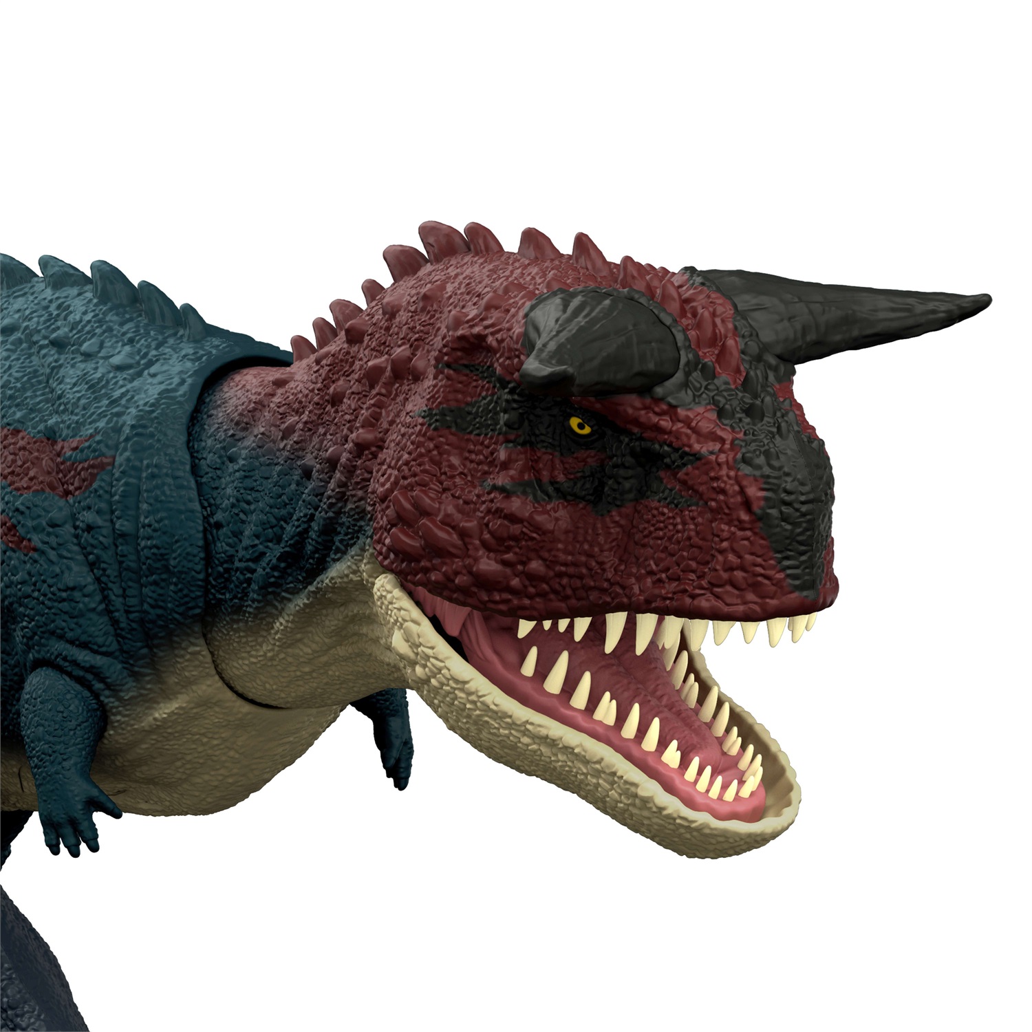 Mattel Carnotauro Charge 'N Chomp - Dinosauro con ruggiti, azione carica e divora, per bambini 4 anni