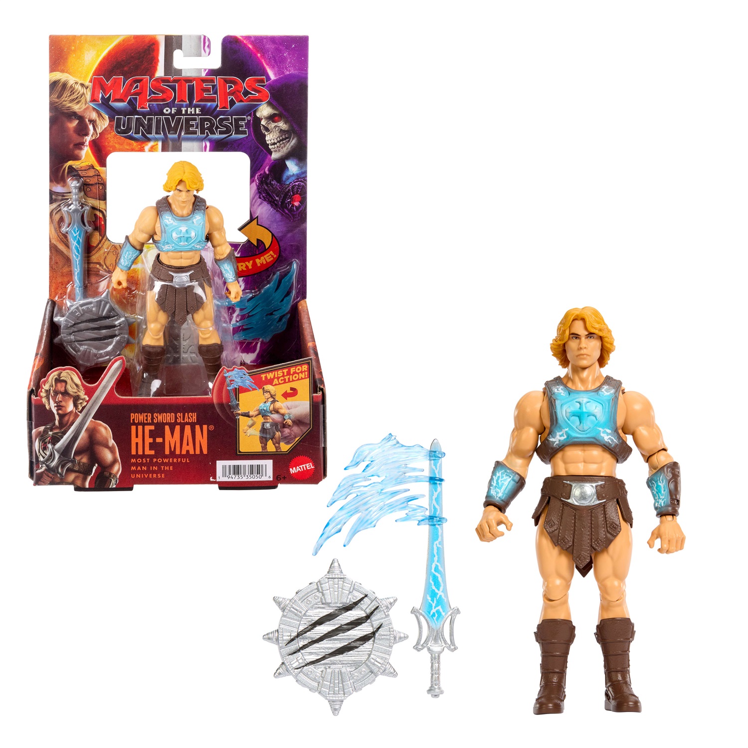 Mattel Masters of the Universe - He-Man Action Figure con Movimento di Rotazione e Colpo di Spada del Potere, 6 anni