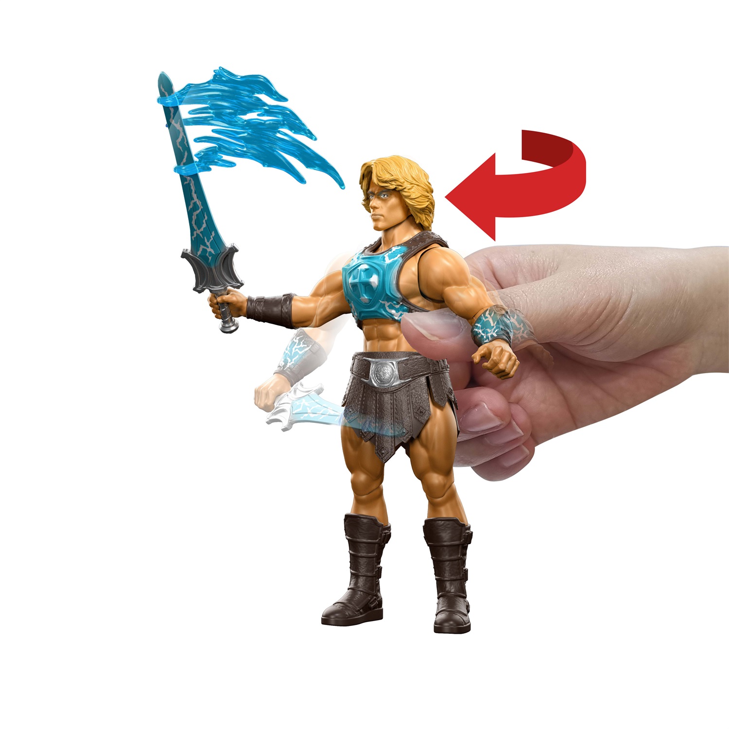 Mattel Masters of the Universe - He-Man Action Figure con Movimento di Rotazione e Colpo di Spada del Potere, 6 anni