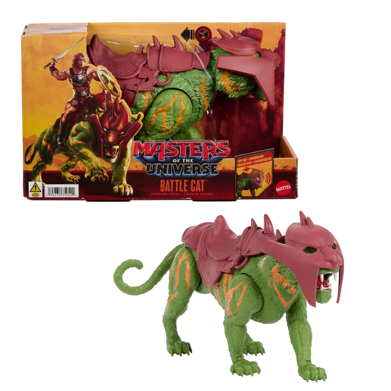 Masters of the Universe - Gatto da Battaglia, action figure con Chomp e 5 ruggiti, tigre con armatura, per bambini dai 6 anni