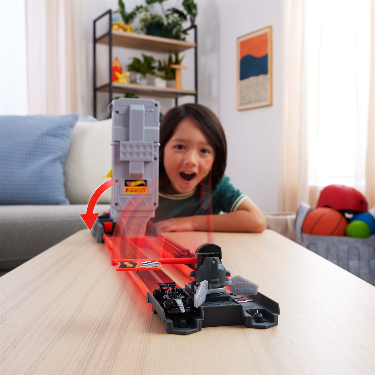 Hot Wheels - Set Pista Formula 1 Griglia di Partenza con 2 Auto, Torre di Partenza e Bandiera a Scacchi