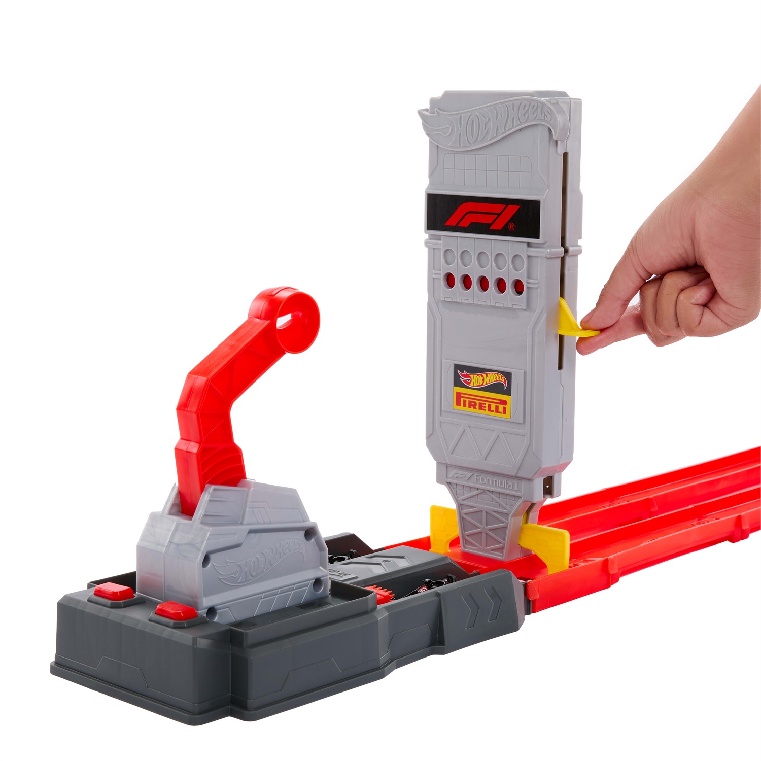 Hot Wheels - Set Pista Formula 1 Griglia di Partenza con 2 Auto, Torre di Partenza e Bandiera a Scacchi