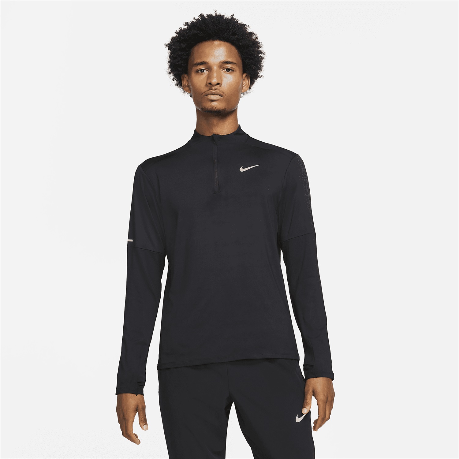 Nike Maglia Lunga Dri-Fit Element Reflective Nero Unisex-Adulto con Zip a 1/2 - Taglie L e XL