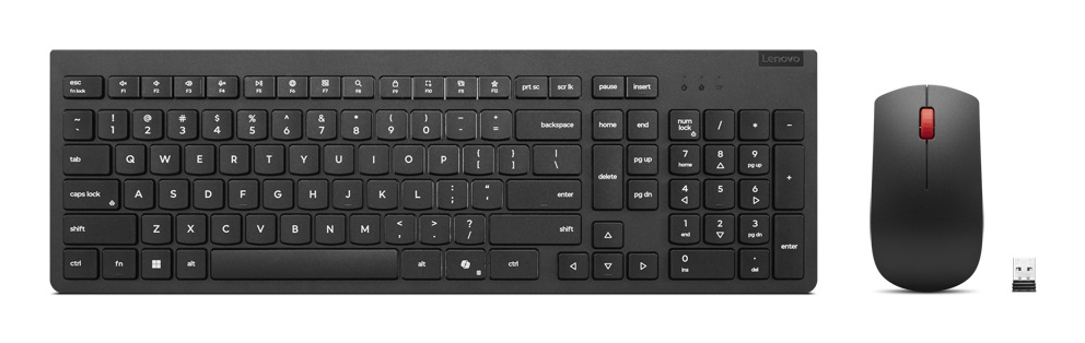 Lenovo Essential Wireless Combo Gen2 - Tastiera e Mouse Wireless Silenziosi, Layout IT, Plastica Riciclata