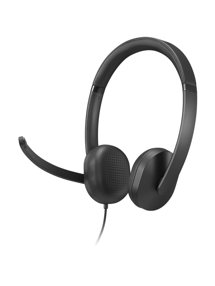 Lenovo VoIP Headset 5000 - Cuffie Cablate Professionali per Ufficio, Certificato Teams, Nero