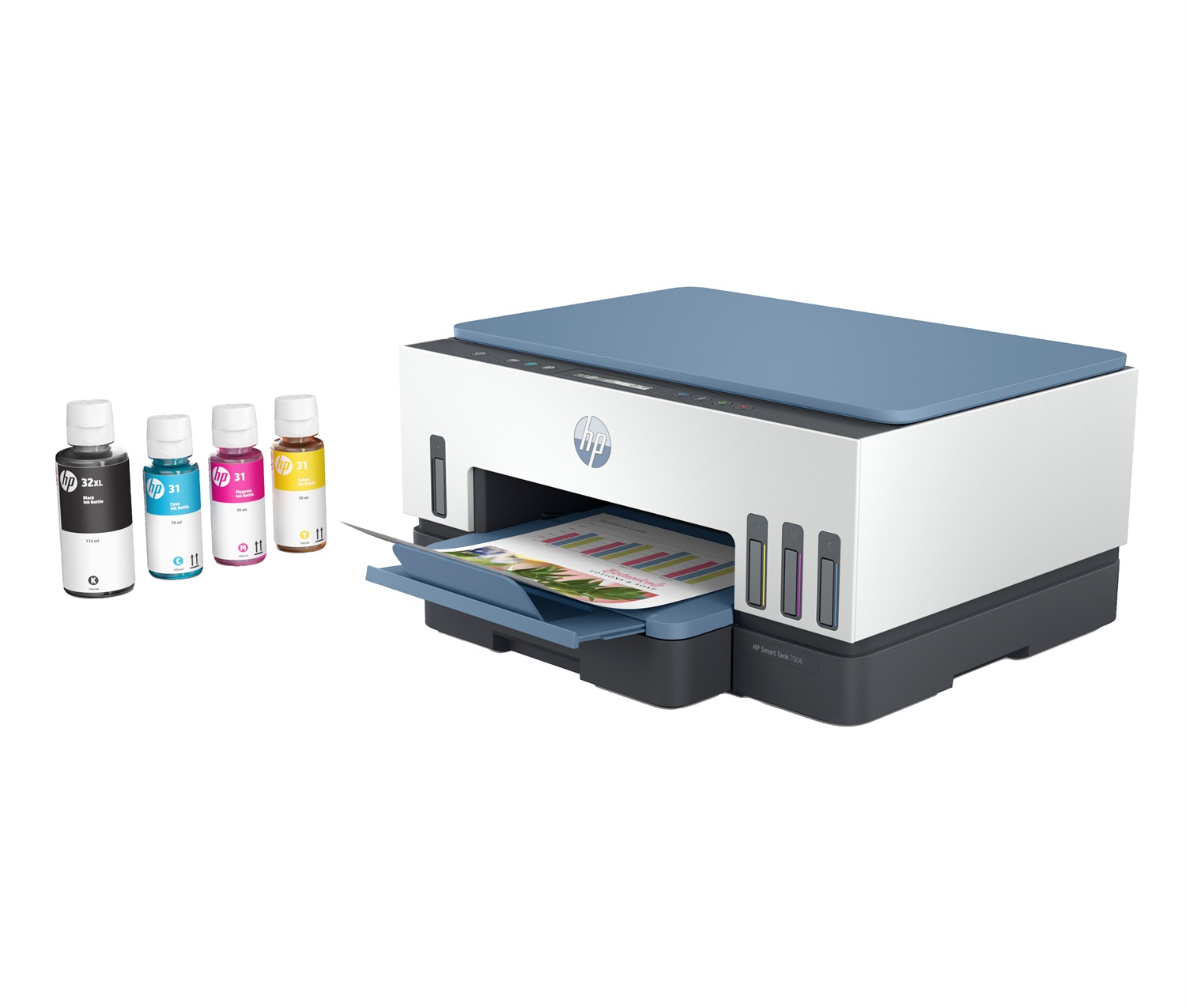 HP Smart Tank 7006 Wireless All-in-One Stampante Multifunzione a Colori A4, Stampa Fronte/Retro, Fotocopiatrice, Scanner, 4800 x 1200 DPI, USB, Wifi, BT