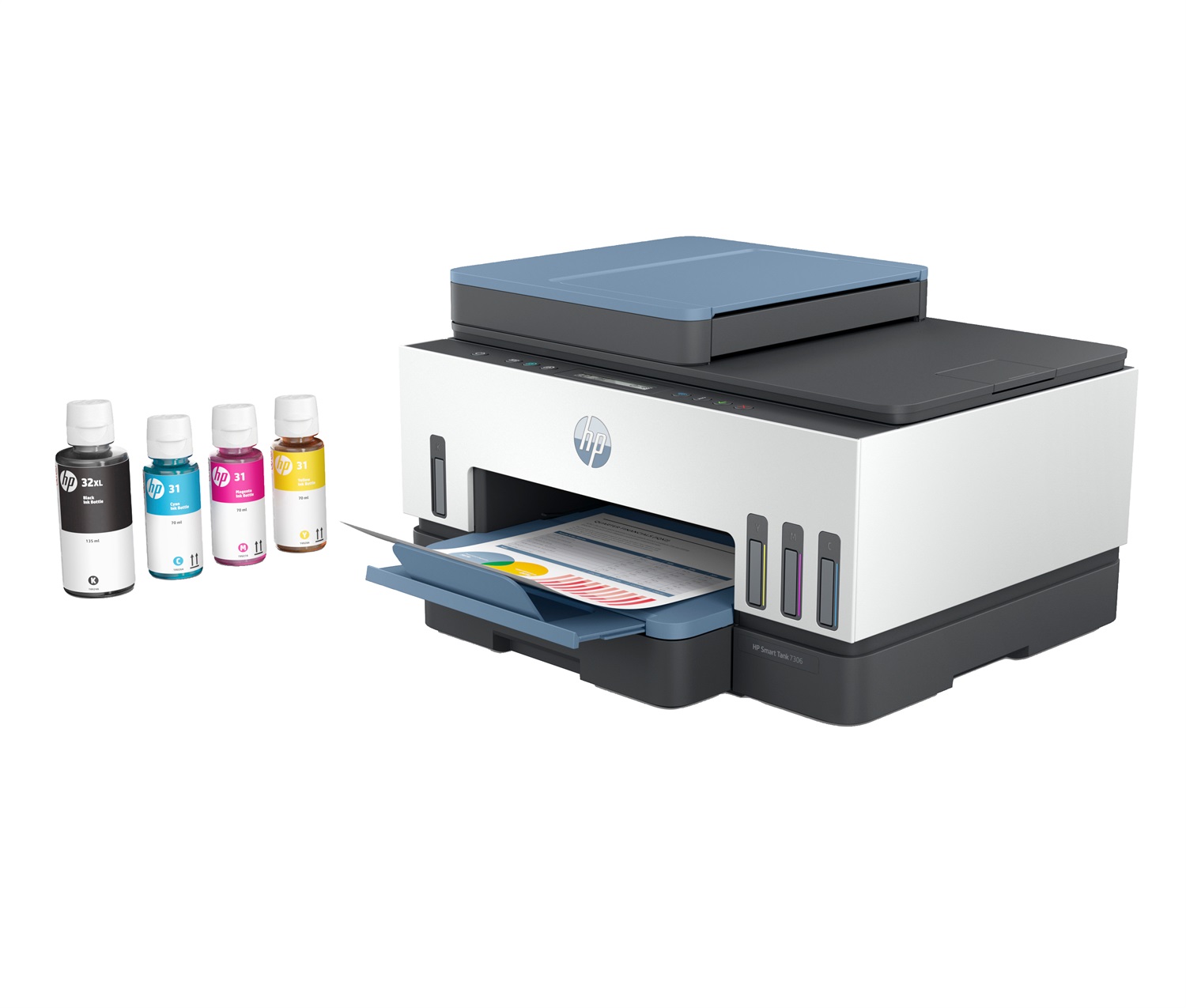 HP Smart Tank 7306 Wireless All-in-One Stampante a Colori - Stampa Fronte/Retro, Fotocopiatrice, Scanner, 4800 x 1200 DPI, Wi-Fi, LAN, Bluetooth, USB