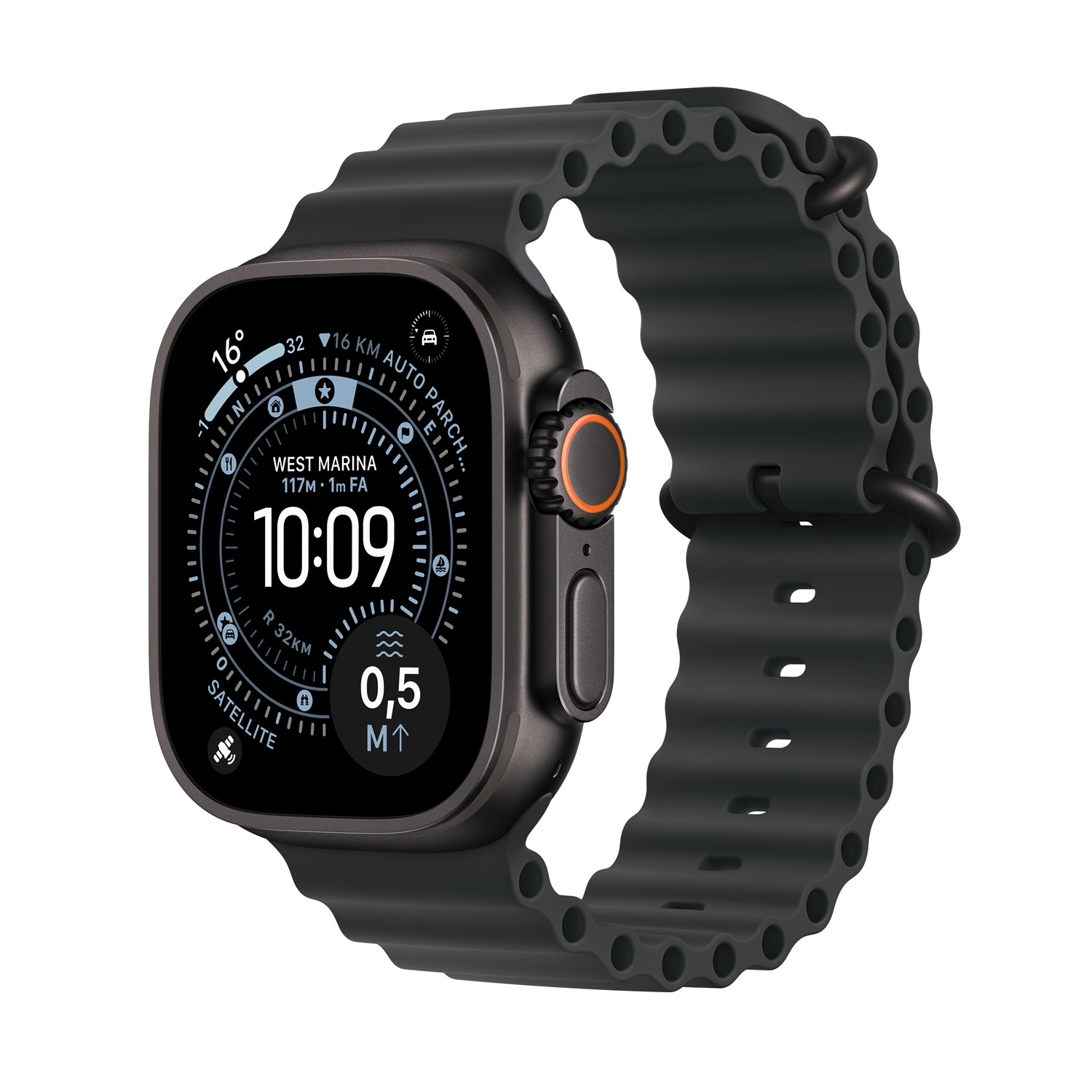 Apple Watch Ultra 3 GPS Cellular 49mm - Cassa in Titanio Nero con Cinturino Ocean Nero, Display Ampio e Luminoso, Resistente all'Acqua fino a 100m