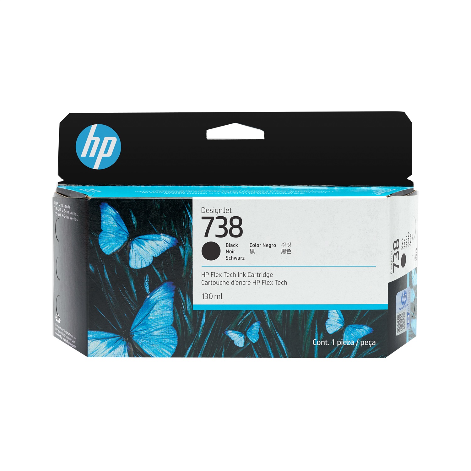 HP Cartuccia d'Inchiostro Nero 738 - 130 ml - Originale - Compatibile con DesignJet T850 e T950 - Codice 498N4A