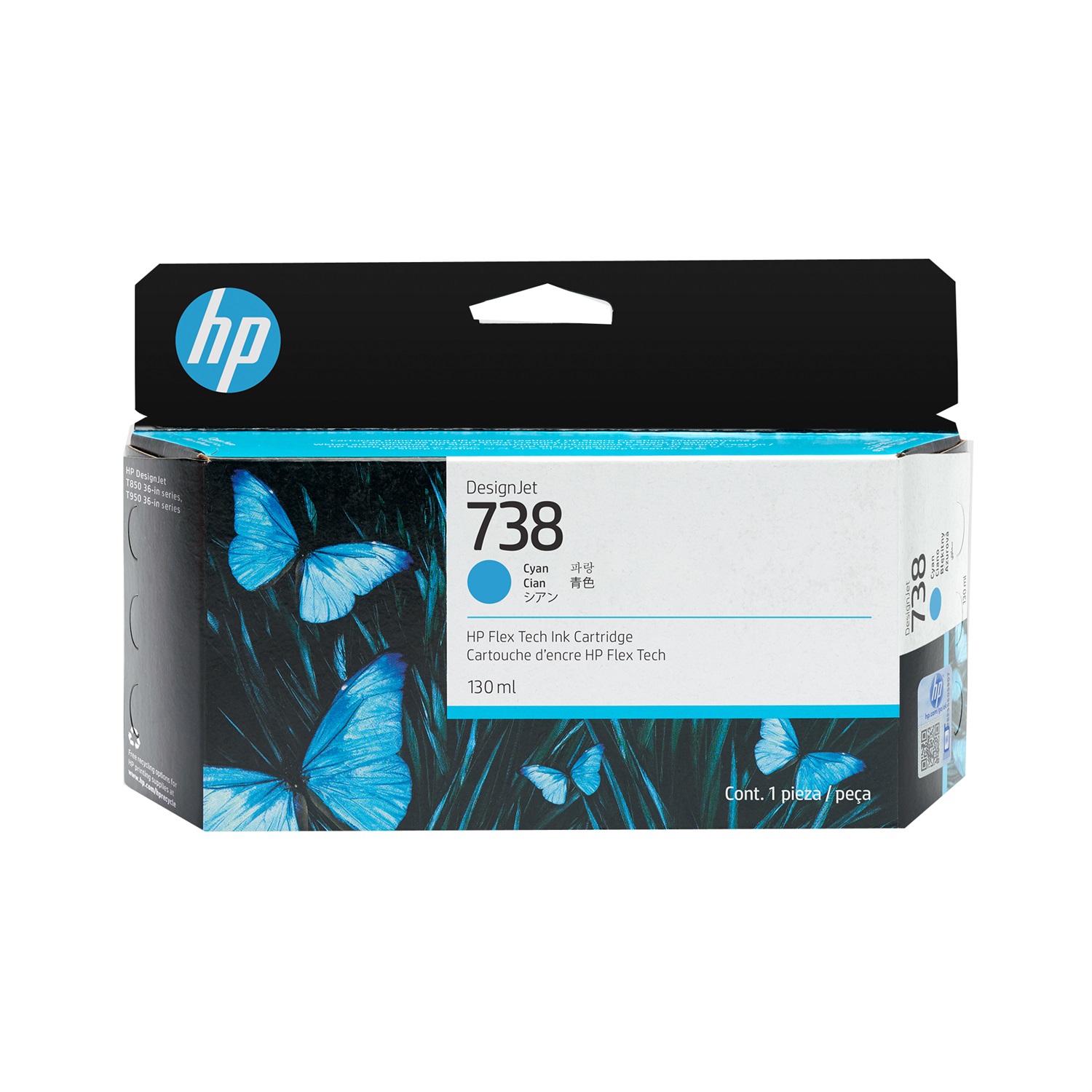 HP Cartuccia d'inchiostro Ciano 738 da 130 ml Originale - Resa Standard - Codice 498N5A