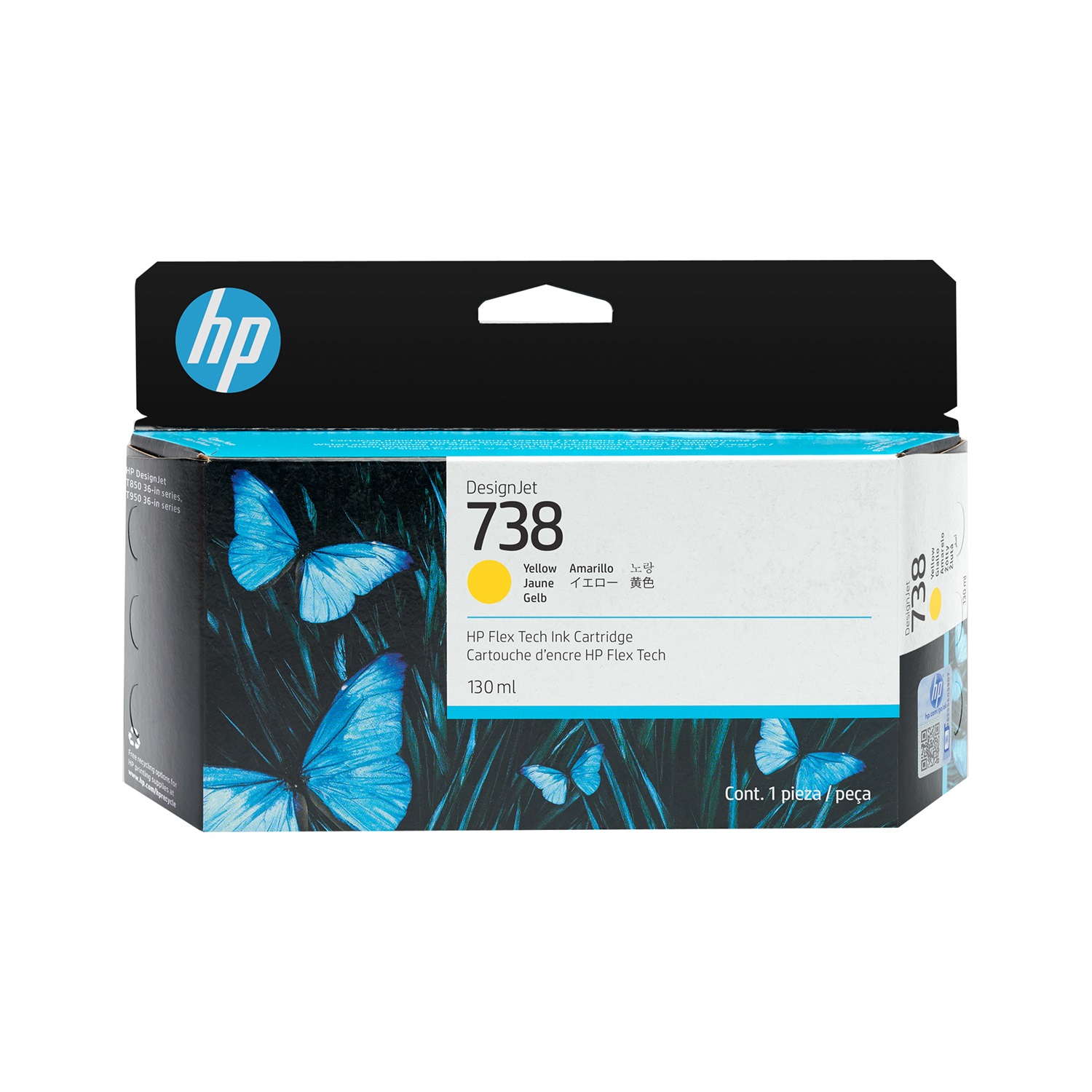 HP Cartuccia d'Inchiostro Giallo 738 130ml Originale per DesignJet 498N7A