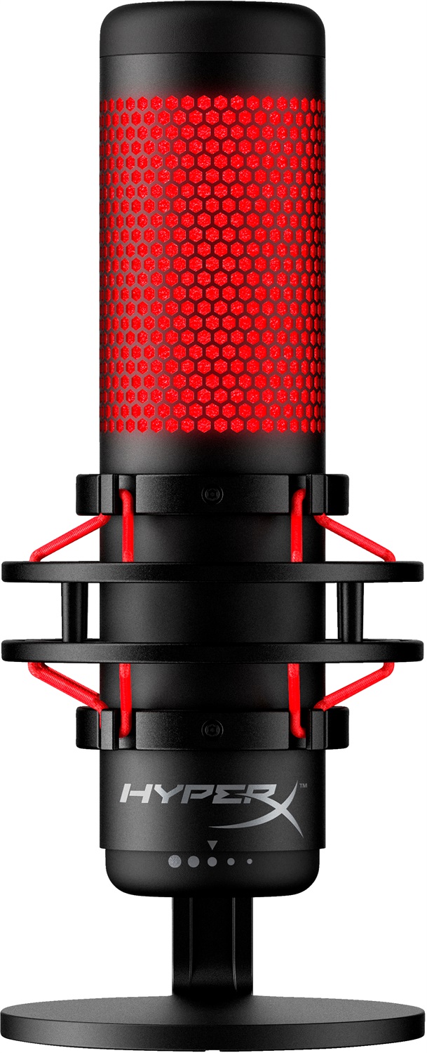 HyperX QuadCast Rosso - Microfono USB per PC con Supporto Anti Urto, Sensibilità -36 dB e Funzione Tap-to-Mute