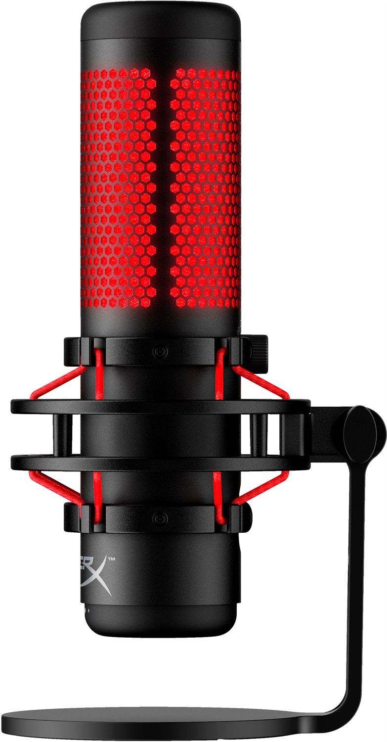 HyperX QuadCast Rosso - Microfono USB per PC con Supporto Anti Urto, Sensibilità -36 dB e Funzione Tap-to-Mute