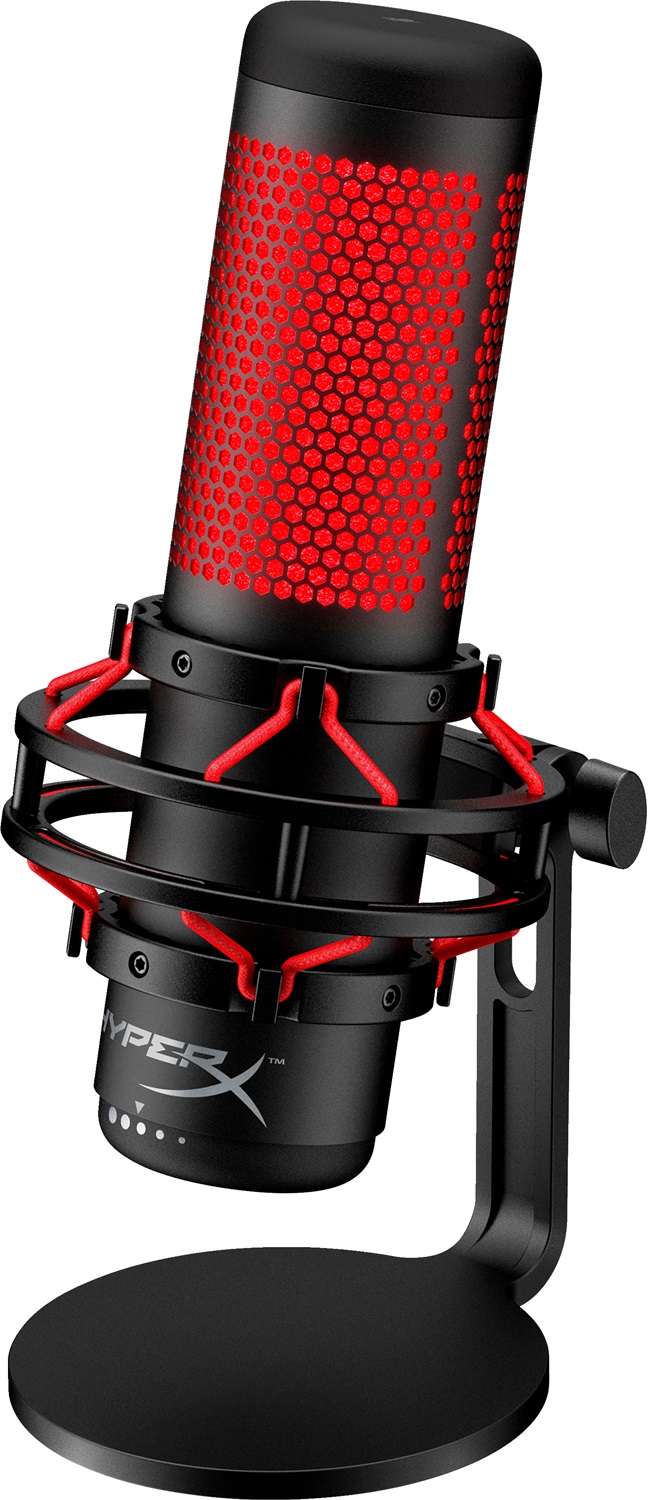 HyperX QuadCast Rosso - Microfono USB per PC con Supporto Anti Urto, Sensibilità -36 dB e Funzione Tap-to-Mute
