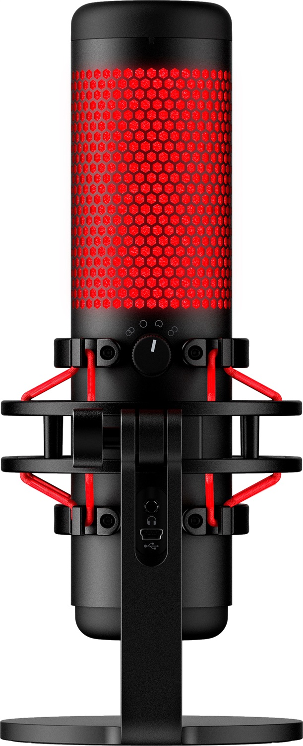 HyperX QuadCast Rosso - Microfono USB per PC con Supporto Anti Urto, Sensibilità -36 dB e Funzione Tap-to-Mute