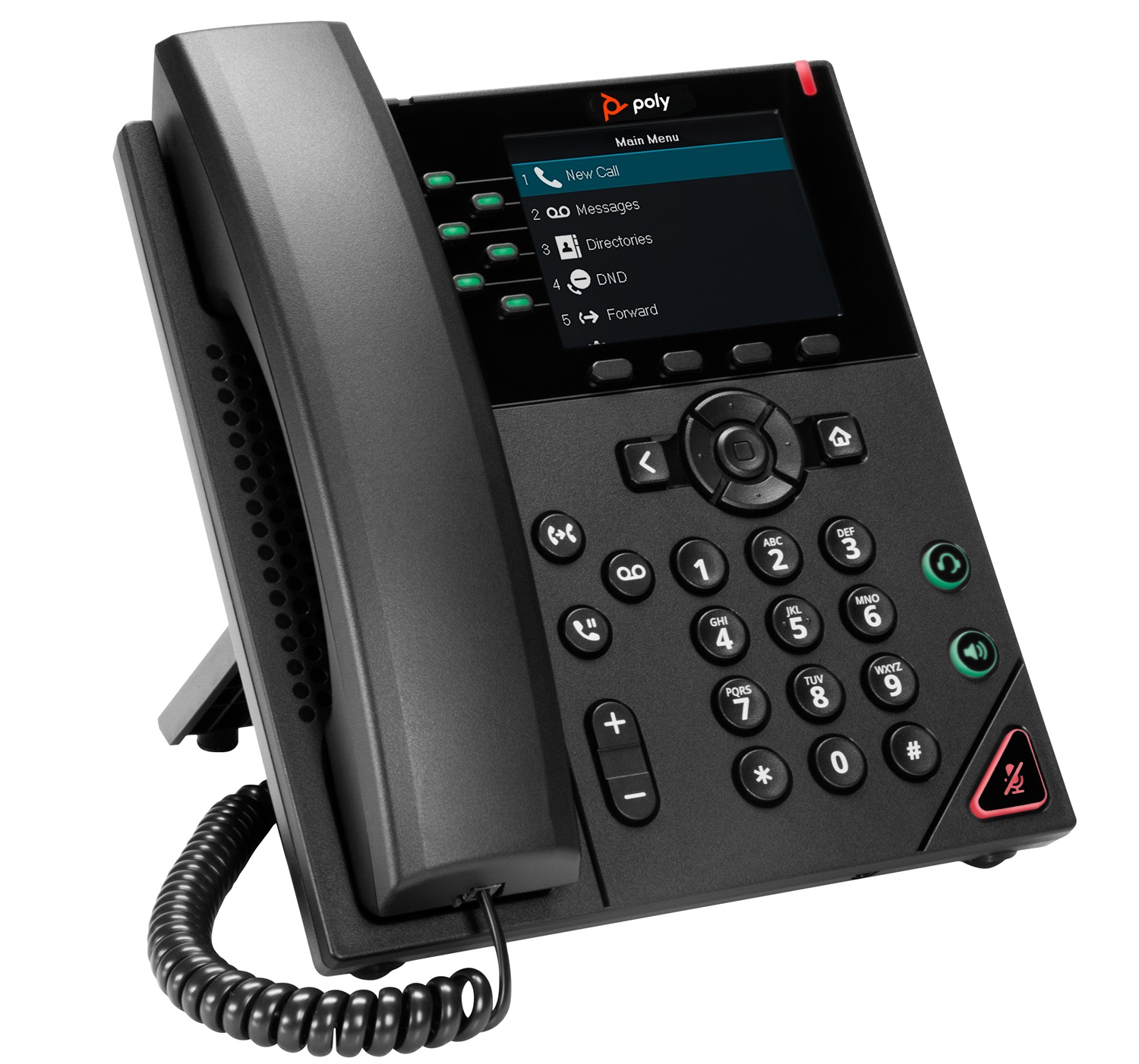 HP POLY Telefono IP VVX 350 a 6 linee abilitato per PoE, Cornetta cablata, Nero, Display LED 8,89 cm