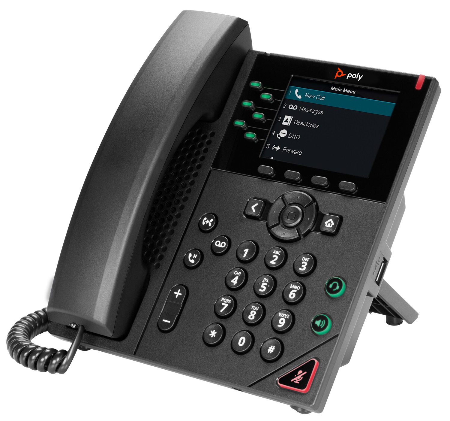 HP POLY Telefono IP VVX 350 a 6 linee abilitato per PoE, Cornetta cablata, Nero, Display LED 8,89 cm