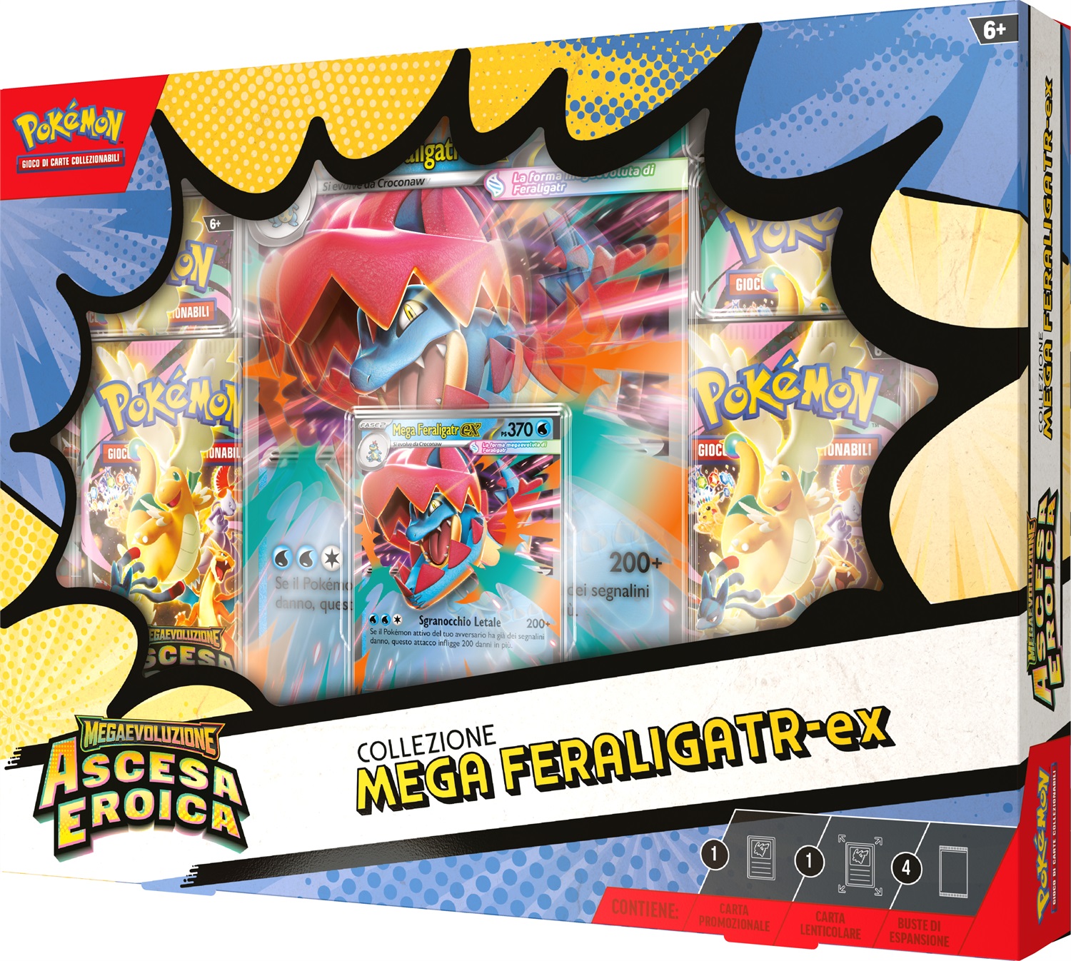 Pokémon Collezione Mega Emboar-EX, Mega Feraligatr-EX e Mega Meganium-EX - Espansione Ascesa Eroica