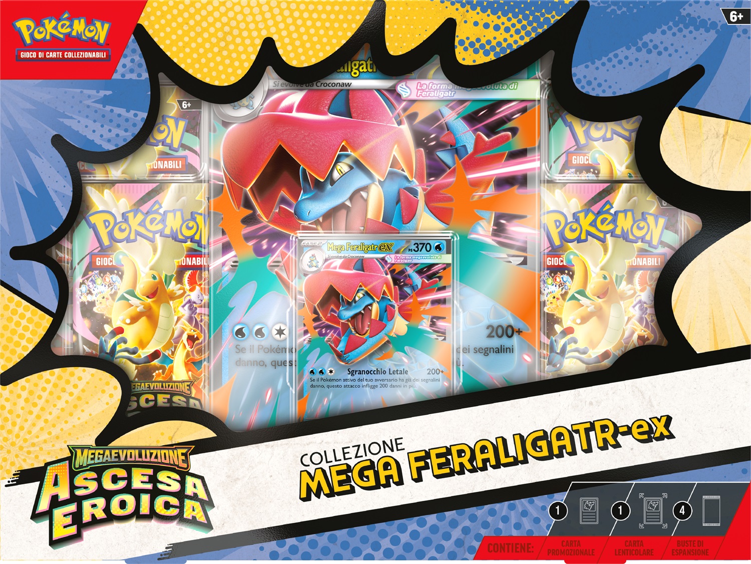 Pokémon Collezione Mega Emboar-EX, Mega Feraligatr-EX e Mega Meganium-EX - Espansione Ascesa Eroica