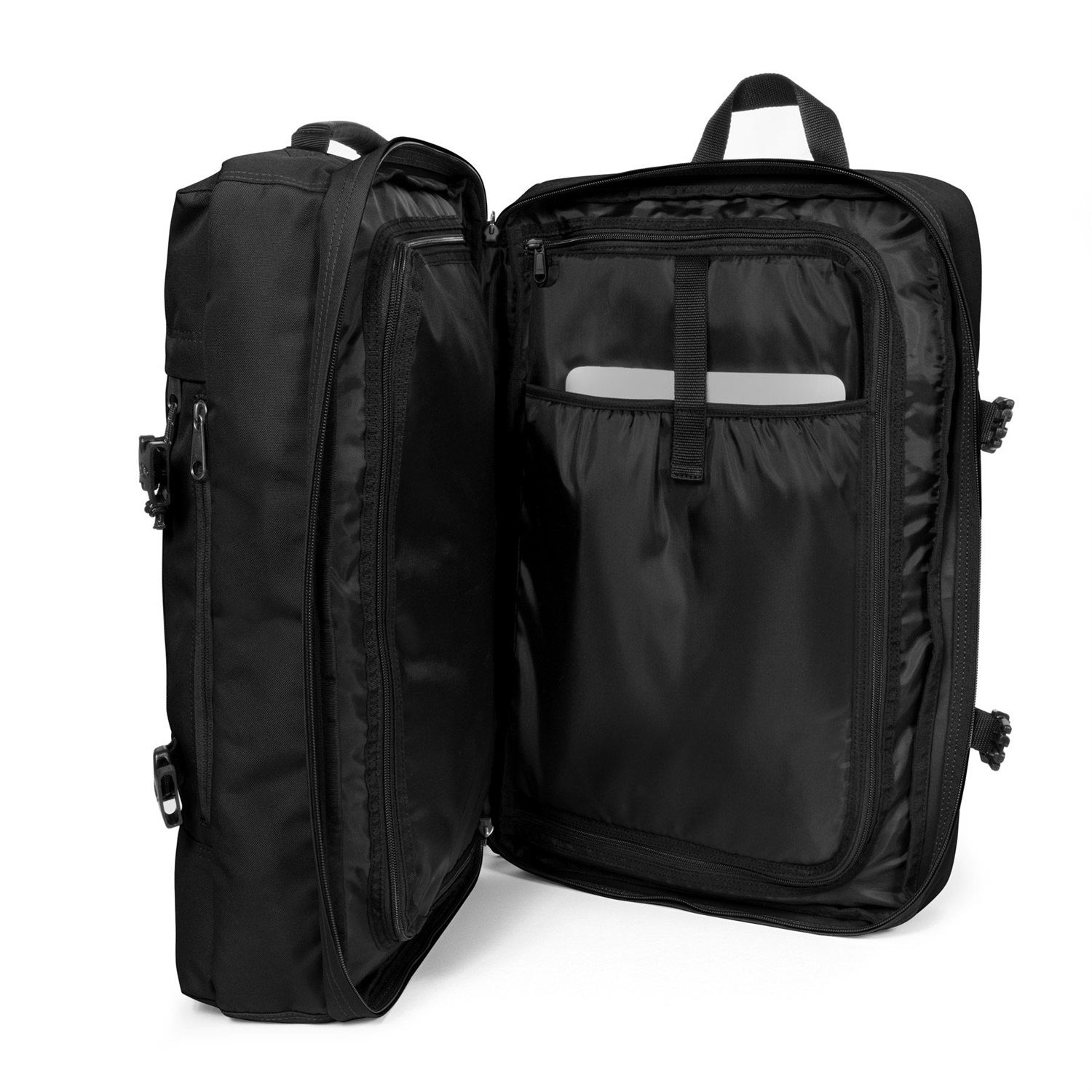 Eastpak Travelpack - Zaino da viaggio Nero in Nylon con Scomparto per Laptop fino a 17 pollici - 2 in 1