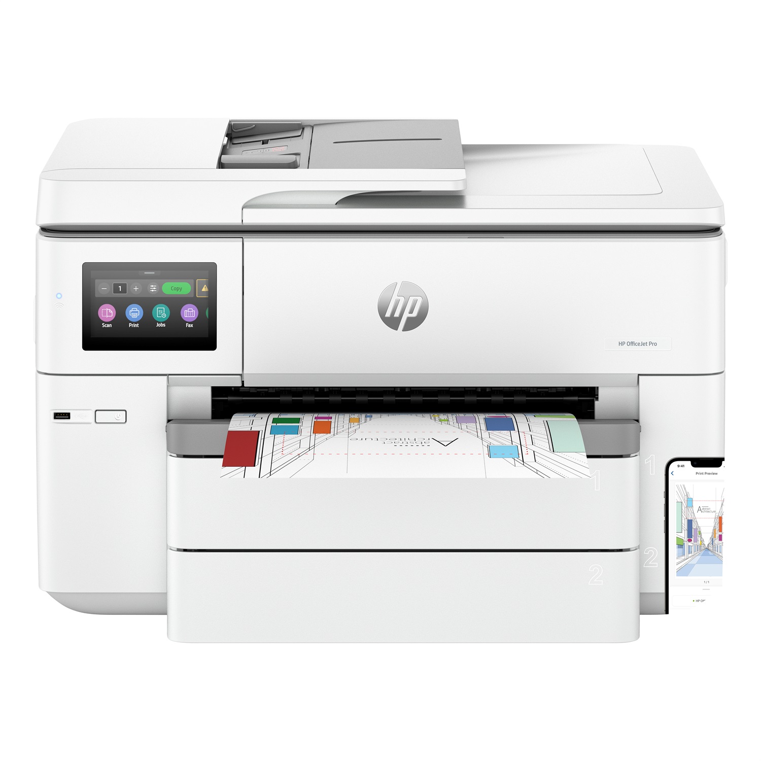 HP OfficeJet Pro 9730e - Stampante Multifunzione A3 a Colori, 22 ppm, Wi-Fi, ADF Fronte/Retro, 4800 x 1200 DPI, 2 Cassetti, Instant Ink Inclusi