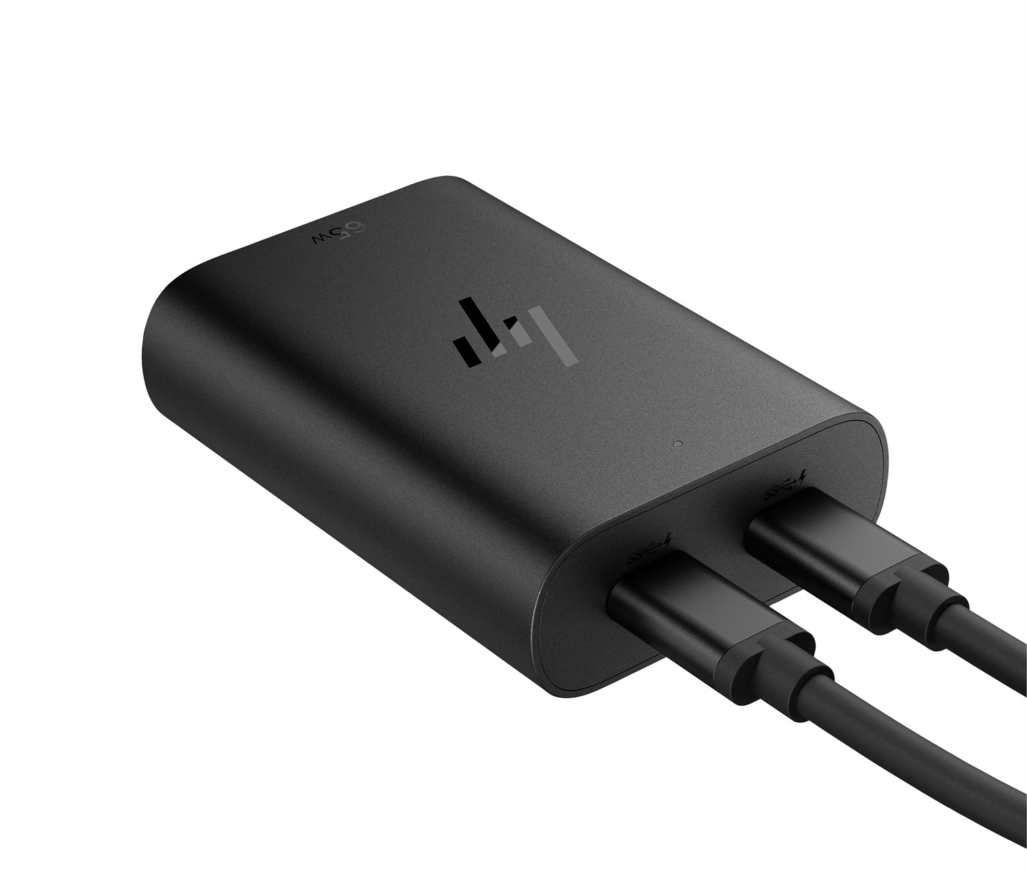 HP Caricabatterie per Laptop USB-C GaN da 65 W - Compatibile con Dispositivi USB-C, Due Porte per Ricarica Simultanea, Nero