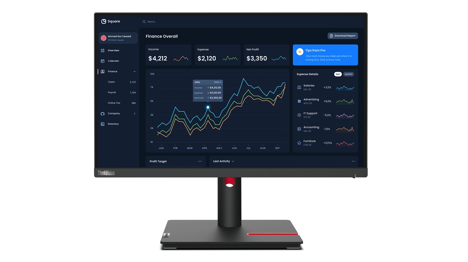 Lenovo ThinkVision T22i-30 Monitor LED 21.5